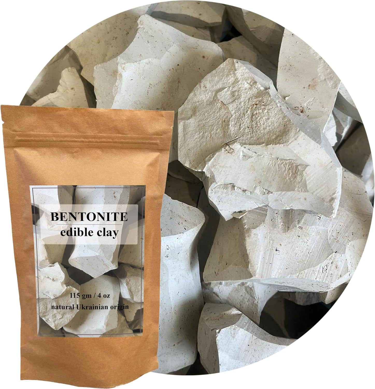 Edible Bentonite Clay Chunks - Natural Clay Chunks for Eating, Pica Cravings & ASMR - Medium Density - Mud Mask - 115g (4 oz)