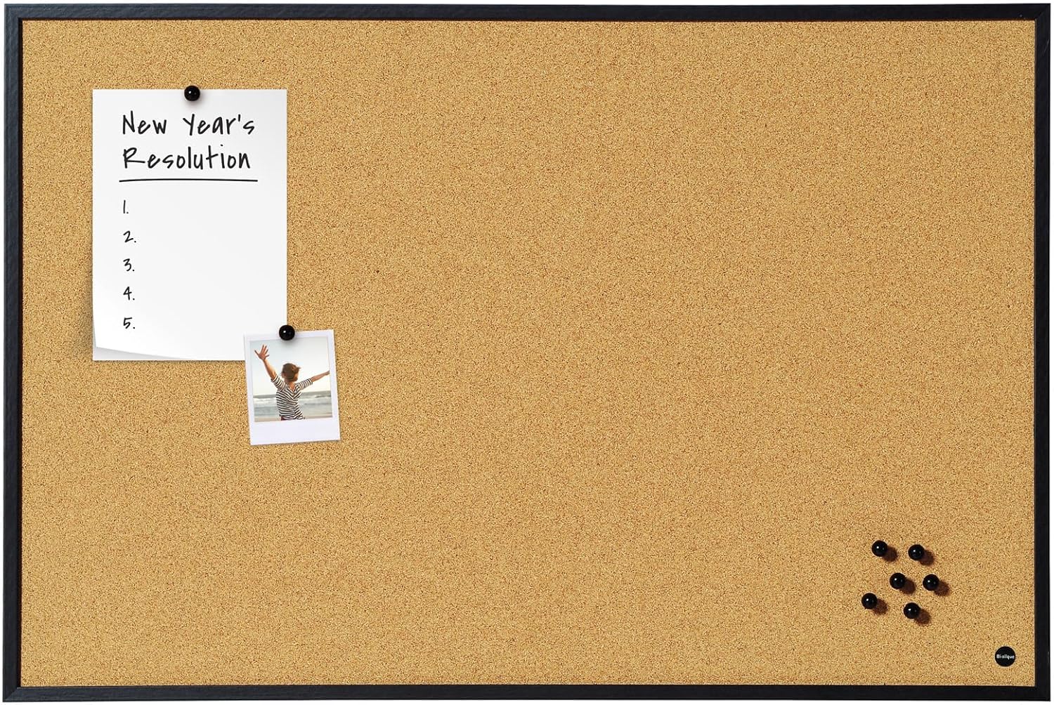 Bi-Office Basic Cork Notice Board with Black Frame 885x585 mm