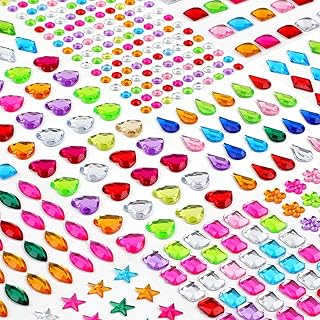 407pcs Gem Stickers Crafts for Kids, Self Adhesive Jewel Stickers, Acrylic Bling Stick on Gems, Rhinestone Stickers for Crafts, Muticolor Gemstone Sticky Gems for Crafting Decorating DIY