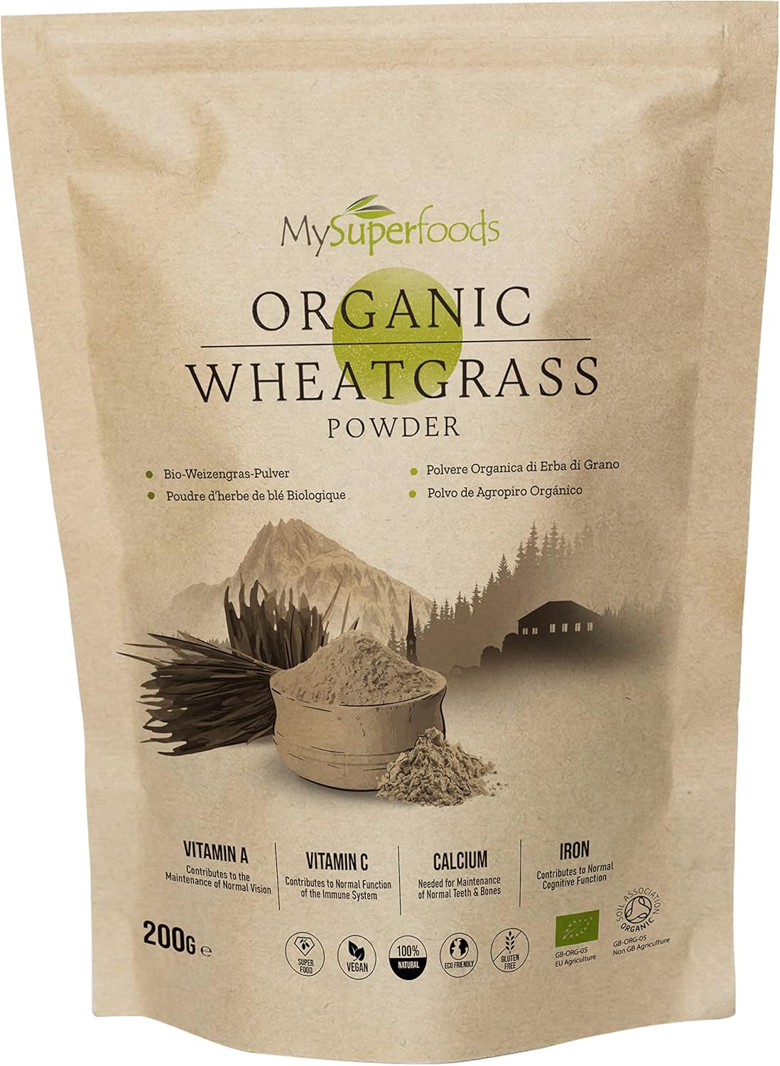 MySuperfoods Organic Wheatgrass Powder 200g, High Chlorophyll Content