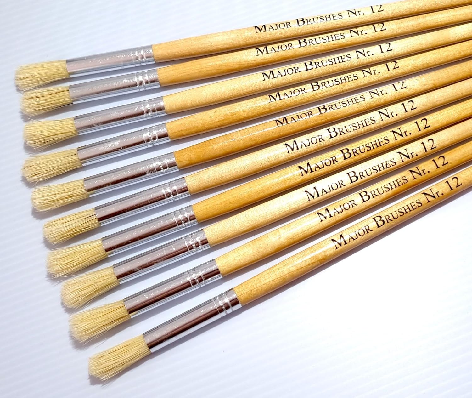 Major Brushes Hog Bristle Long Round Brushes Size 12 - Pack of 10