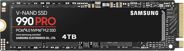 SAMSUNG 990 PRO SSD 4TB PCIe 4.0 M.2 2280 Internal Solid State Hard Drive, Seq. Read Speeds Up to 7,450 MB/s for High End Computing, Gaming, and Heavy Duty Workstations, MZ-V9P4T0B/AM