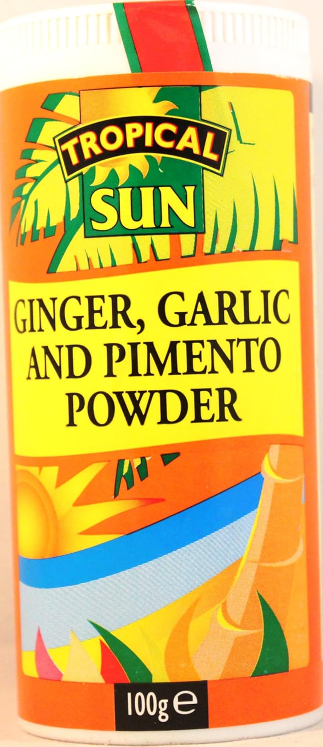 Tropical Sun Ginger, Garlic andPimento Seasoning - 100g - All-Purpose Caribbean Spice Blend for Meat, Chicken, Fish andJerk Dishes