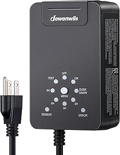 DEWENWILS 60W Low Voltage Transformer, 120V AC to 12V DC, Dusk to Dawn Sensor & Timer, Weatherproof Low Voltage Landscape Transformer for Spotlights, Garden Lights, Pathway Lights…