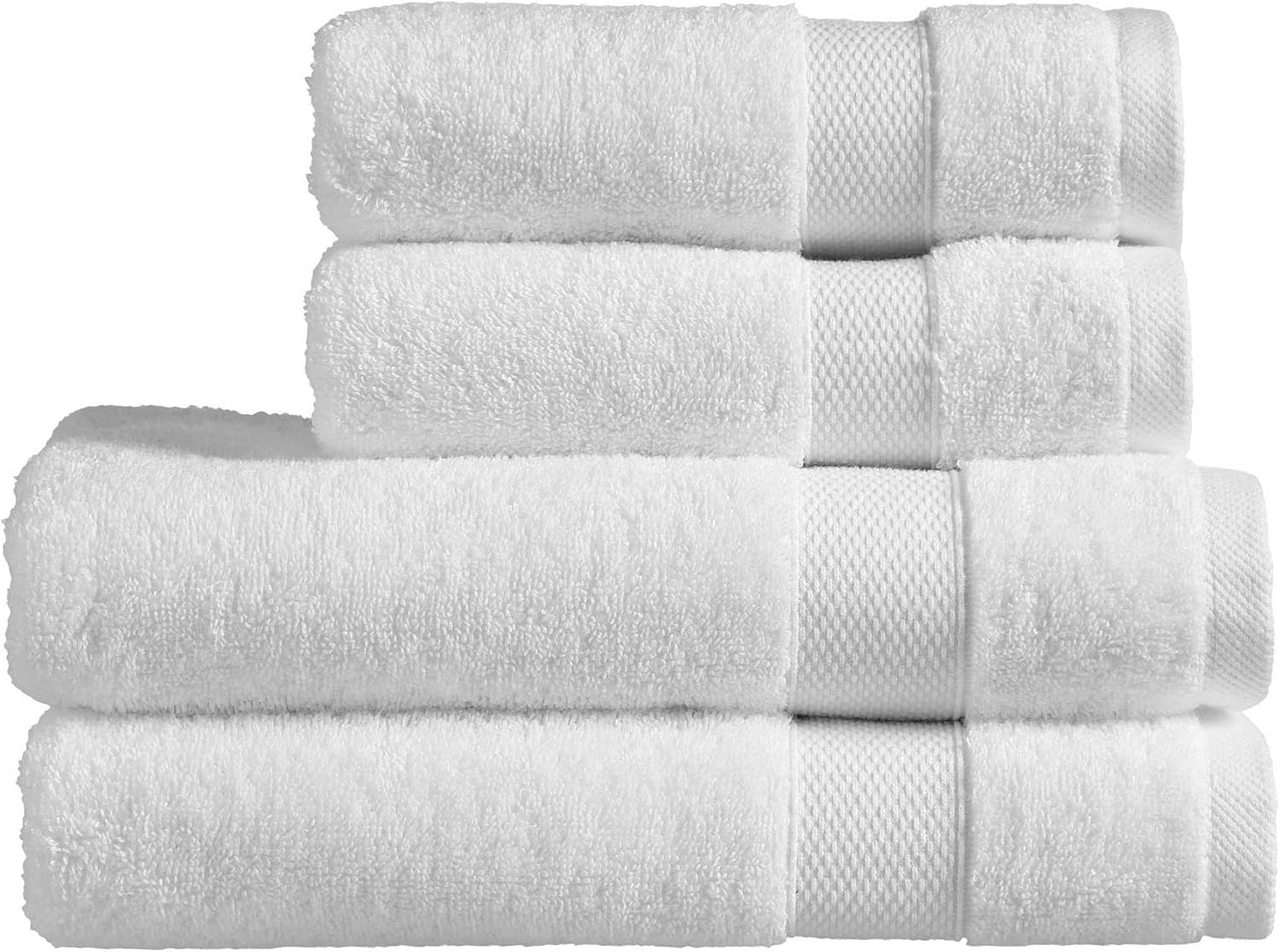 Christy Refresh Bath Towel Set | Set of 4 | 2 Bath 2 Hand | Quick Dry | Gentle Pastel Tones | Soft Absorbent Bathroom Towels | 100% Cotton 550GSM | White