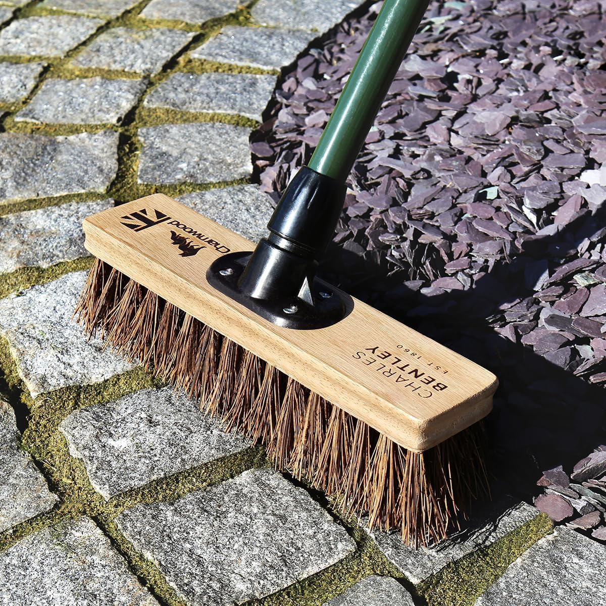 Charles Bentley Charnwood 12" Bassine Broom for Garden & Outdoor Maintenance Premium Brushware Green FSC Wood