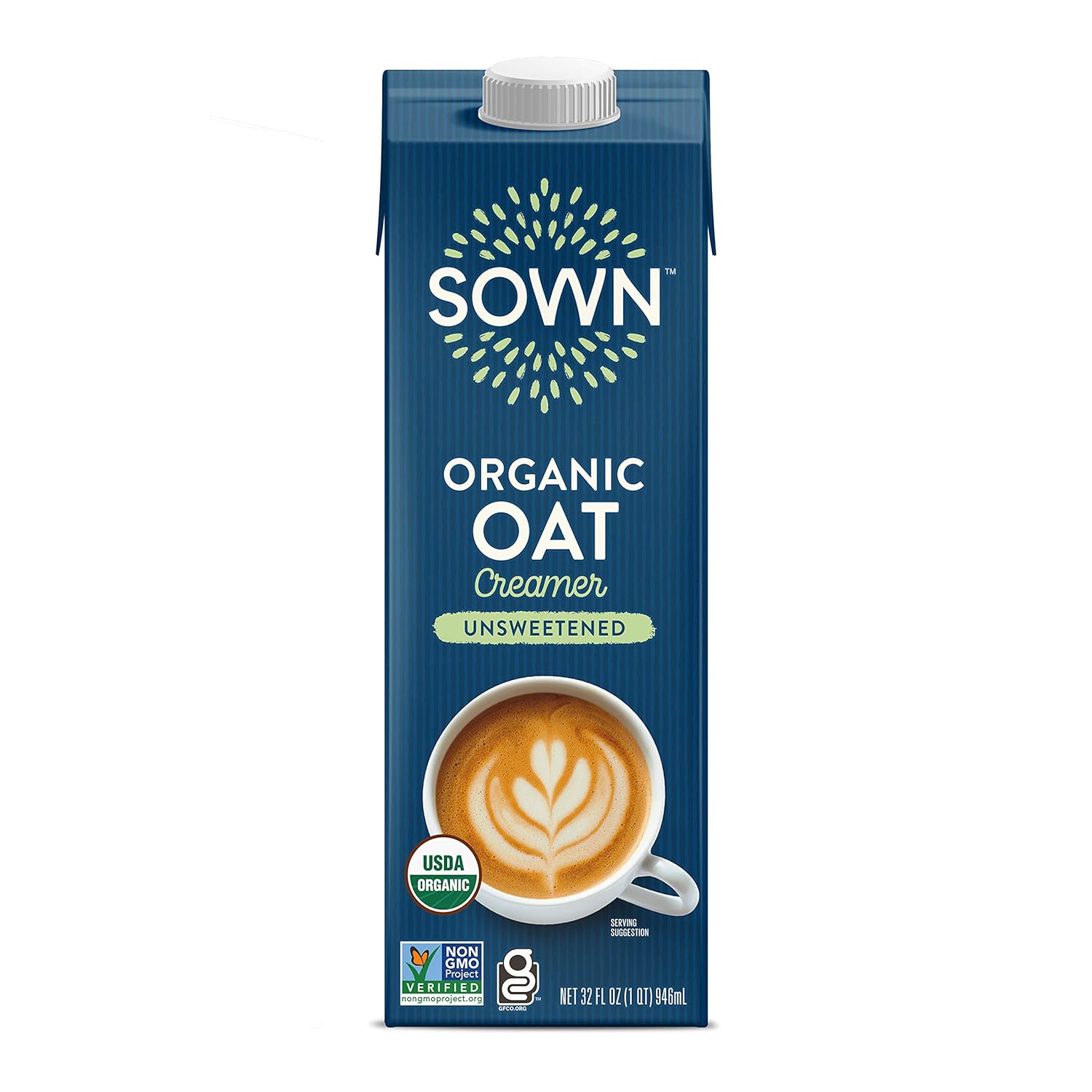 SOWN Organic Oat Creamer Unsweetened - Barista Oat Milk Non Dairy Coffee Creamer - Plant Based, Dairy-Free, Vegan, 0g Added Sugar, Gluten-Free, Non-GMO, Shelf Stable - 32oz