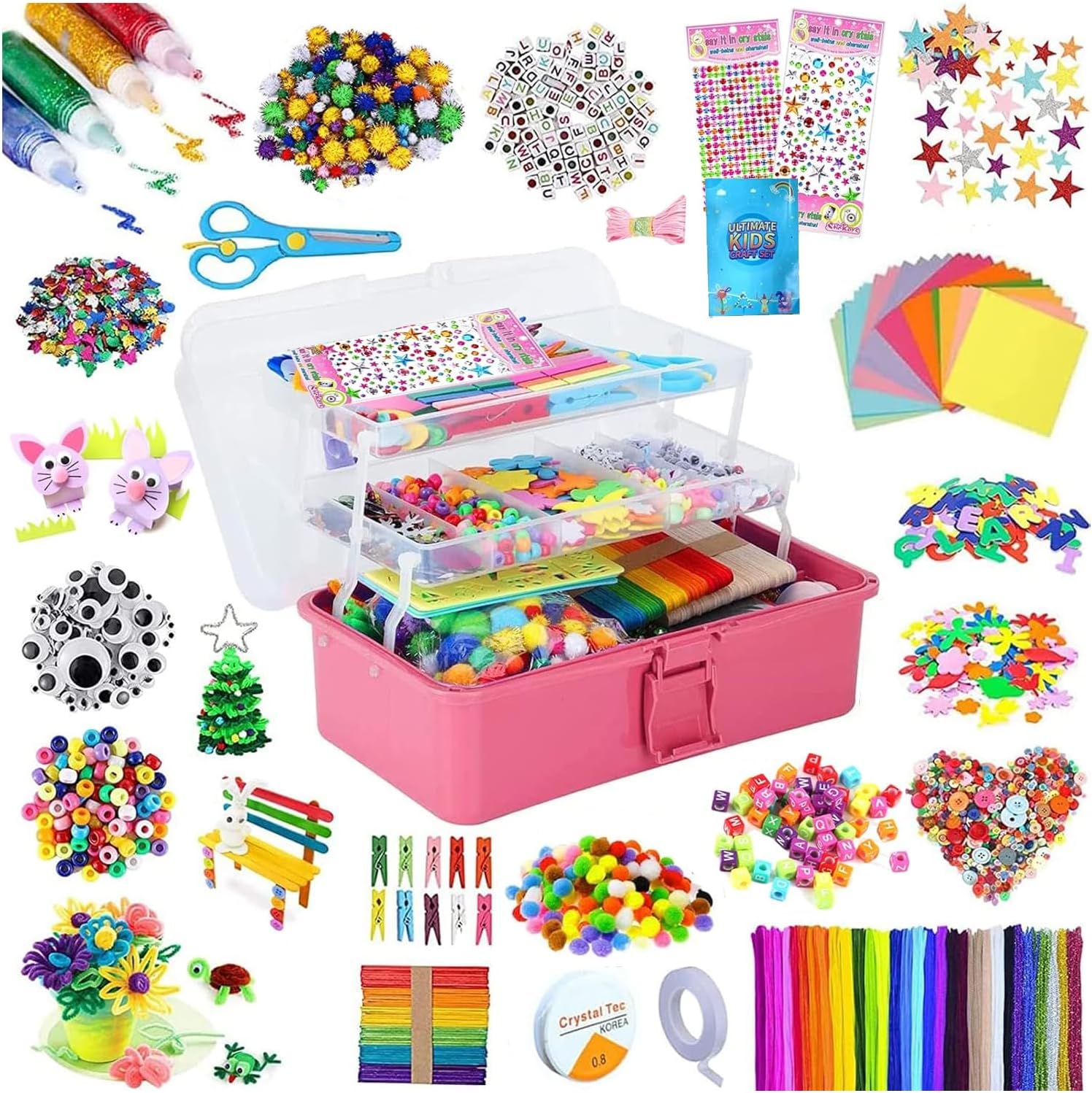 zycBernoi 3000+ Pcs Arts and Crafts Supplies for Kids - Kids Craft kit for Boys & Girls - Craft Box Gift for Ages 4-6, 6-8, 8-12