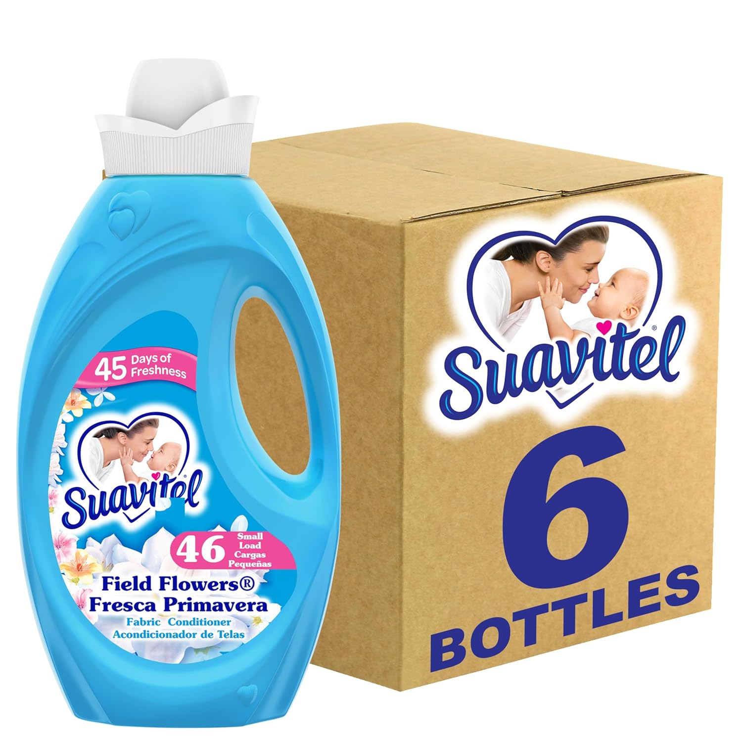 Suavitel Fabric Softener, Field Flowers, 46 oz (Pack of 6)