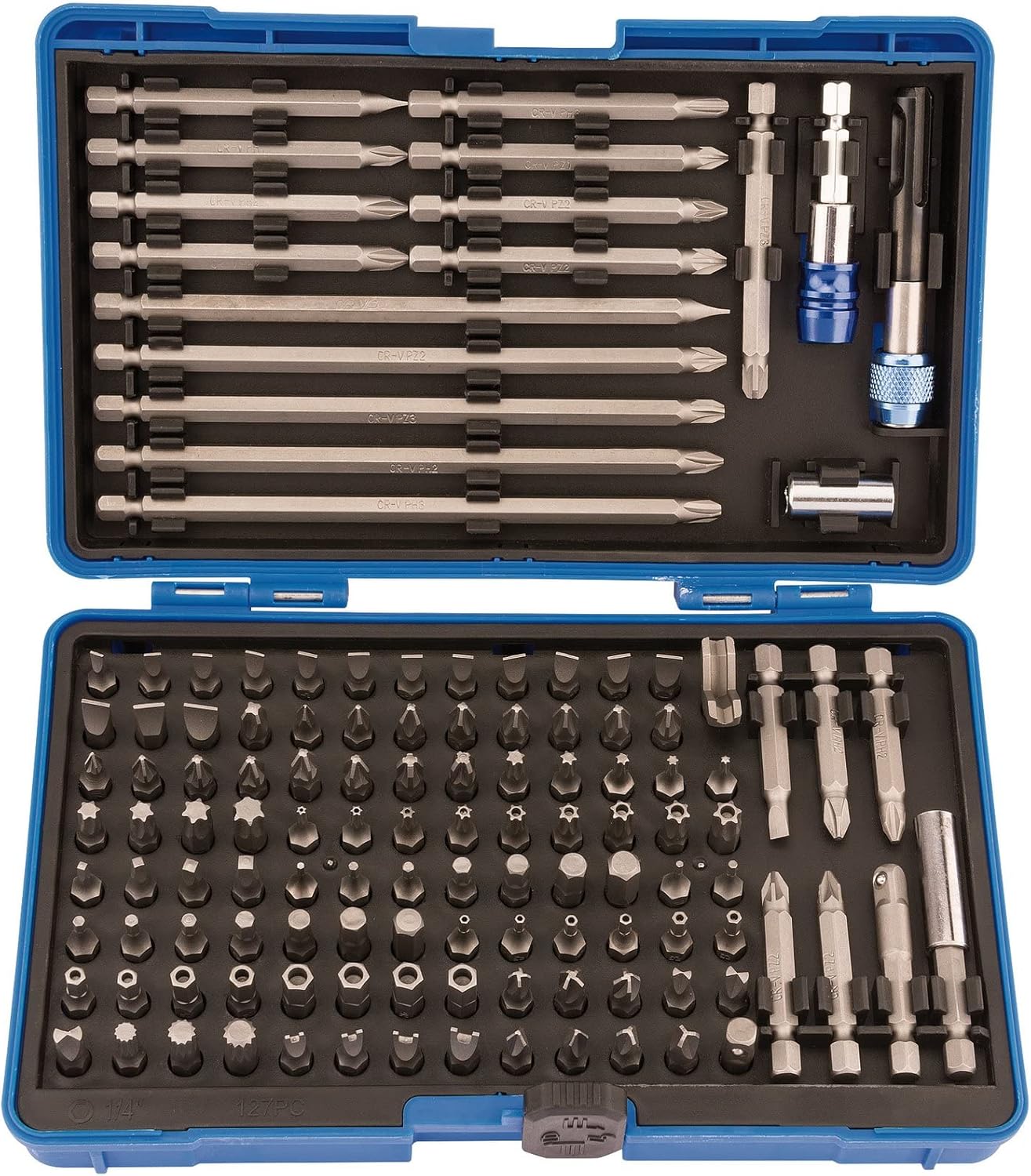 Draper Expert 127 Piece Magnetic Bit Holder Set | 25 mm 1/4" Metric Screwdriver Kit | Precision Hand Tools Accessories | Heavy-Duty Storage Case | 82398