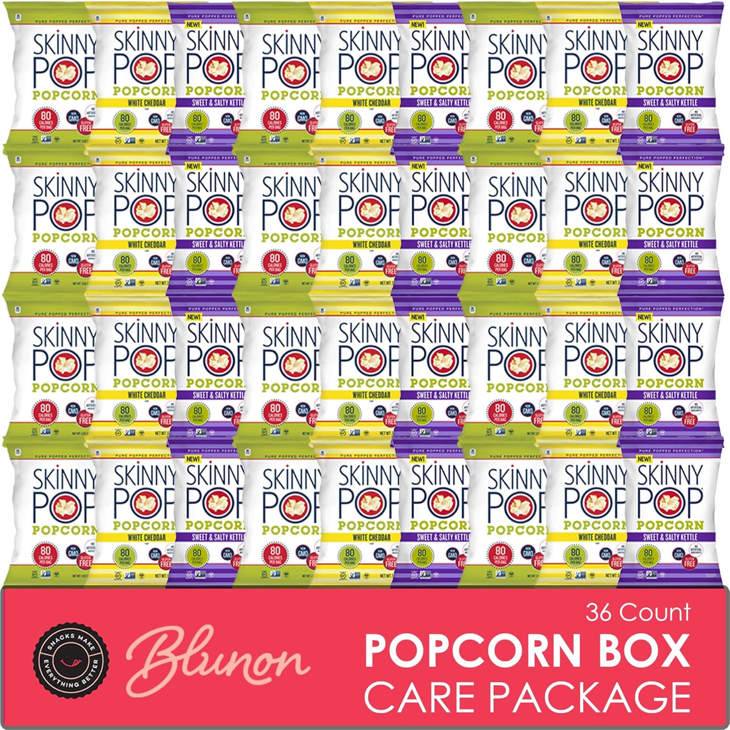 Skinny Pop Popcorn Variety Pack - Snack Bags Assortment Gluten Free - Care Package Gift Box (35 Count)