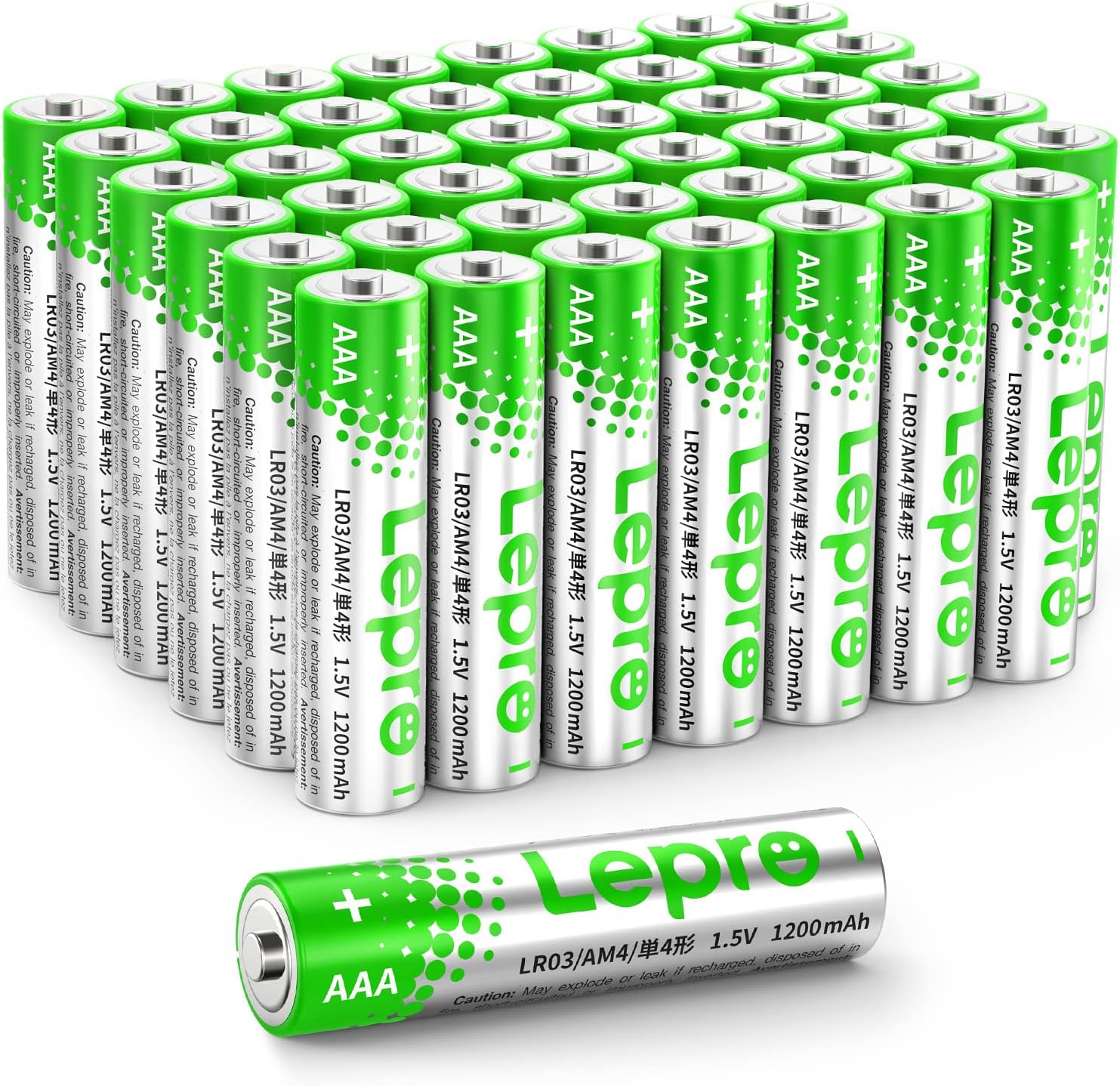 Lepro AAA Alkaline Batteries 48 Pack, 1200mAh Triple A Battery with Anti-Leakage Technology, High Capacity, Long Lasting Power, 1.5 Volt LR03 MN2400 AAA Battery Pack for Clocks Remotes Mouse Torch