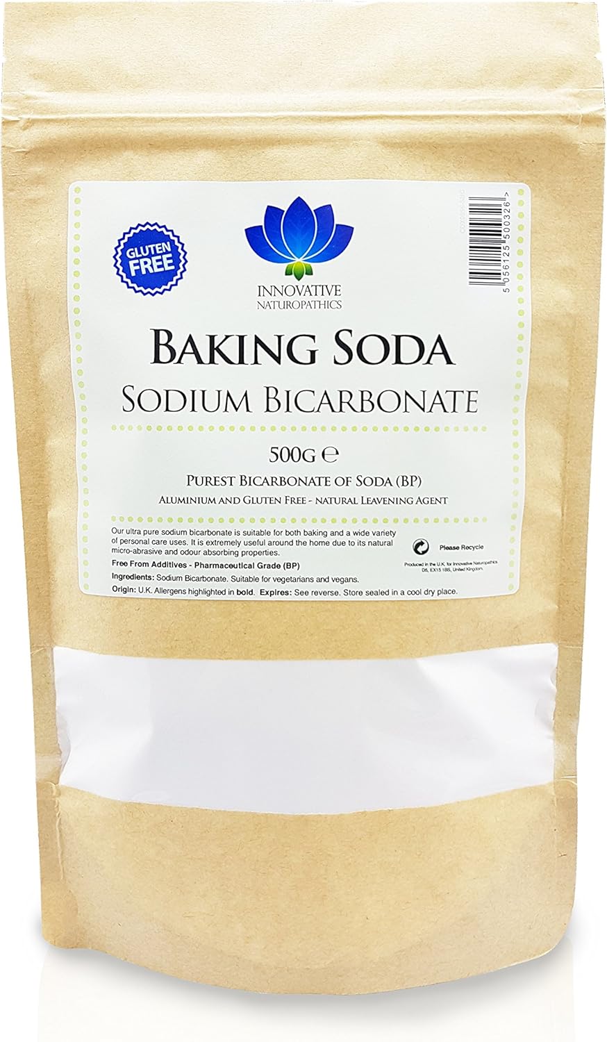 Sodium Bicarbonate - Aluminium & Gluten Free - Natural Baking Soda (500g)