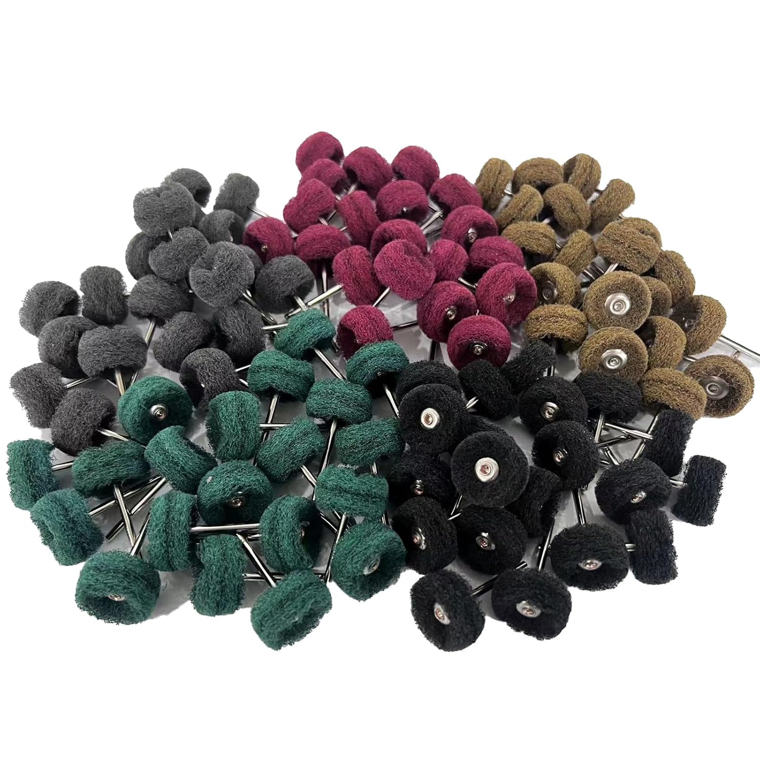 Buffing Wheel 100 Pack Abrasive Polishing Deburring Wheels Metal Polishing Kit Rotary Tool Accessories for Metal Polishing, Rusting Cleaning, Paint Removal, and Other Fine Detail Work