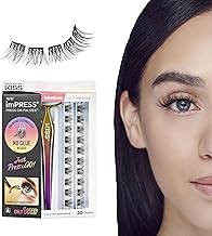 KISS imPRESS Falsies False Eyelashes, Lash Clusters, 'Voluminous', 14 mm, Includes 20 Clusters, 1 applicator, Contact Lens Friendly, Easy to Apply, Reusable Strip Lashes