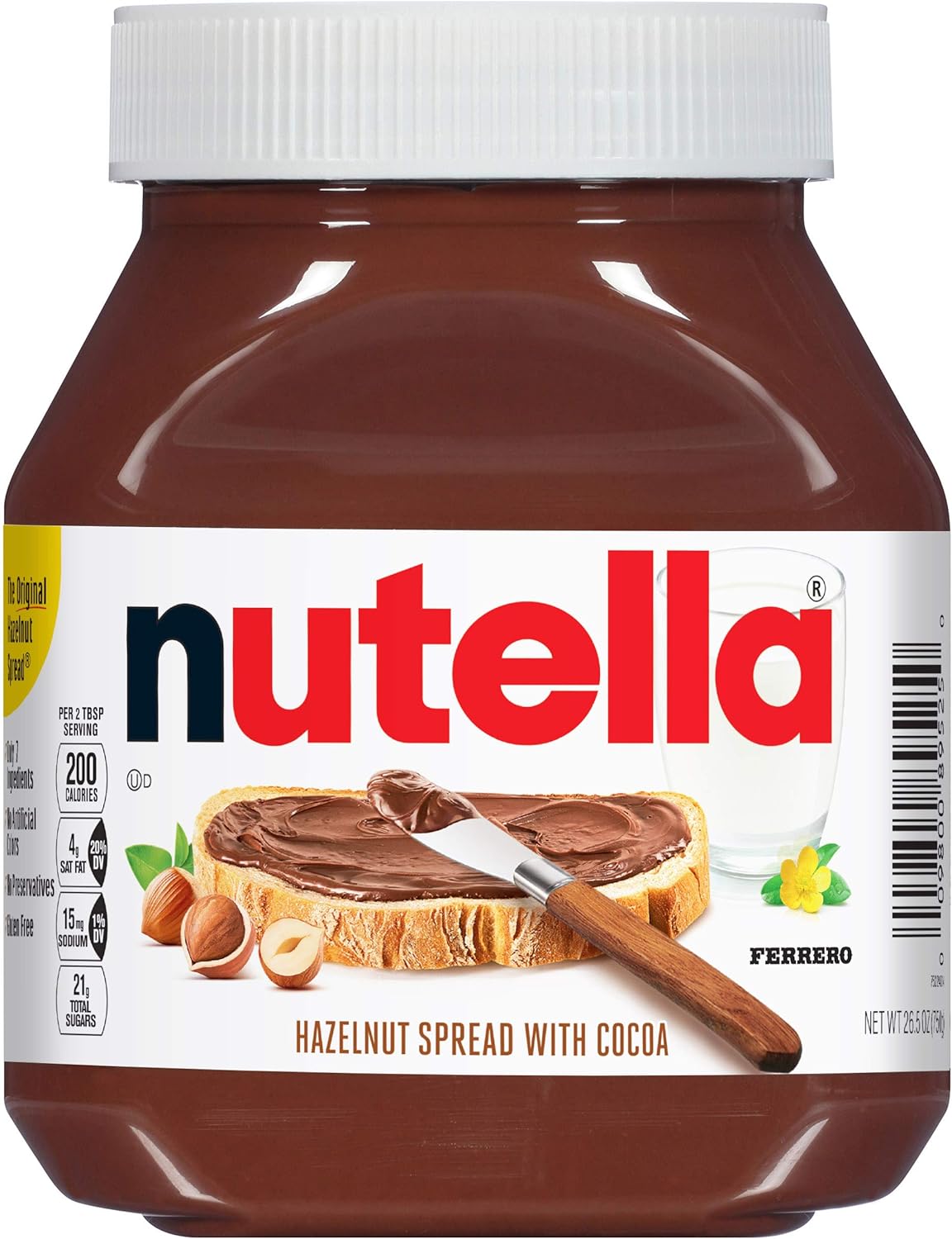 Nutella Hazelnut Chocolate Spread Jar for Pancakes, Party Food, Unique Recipe for a Smooth Texture and an Unmistakable Taste, Pack of 1 x 750g