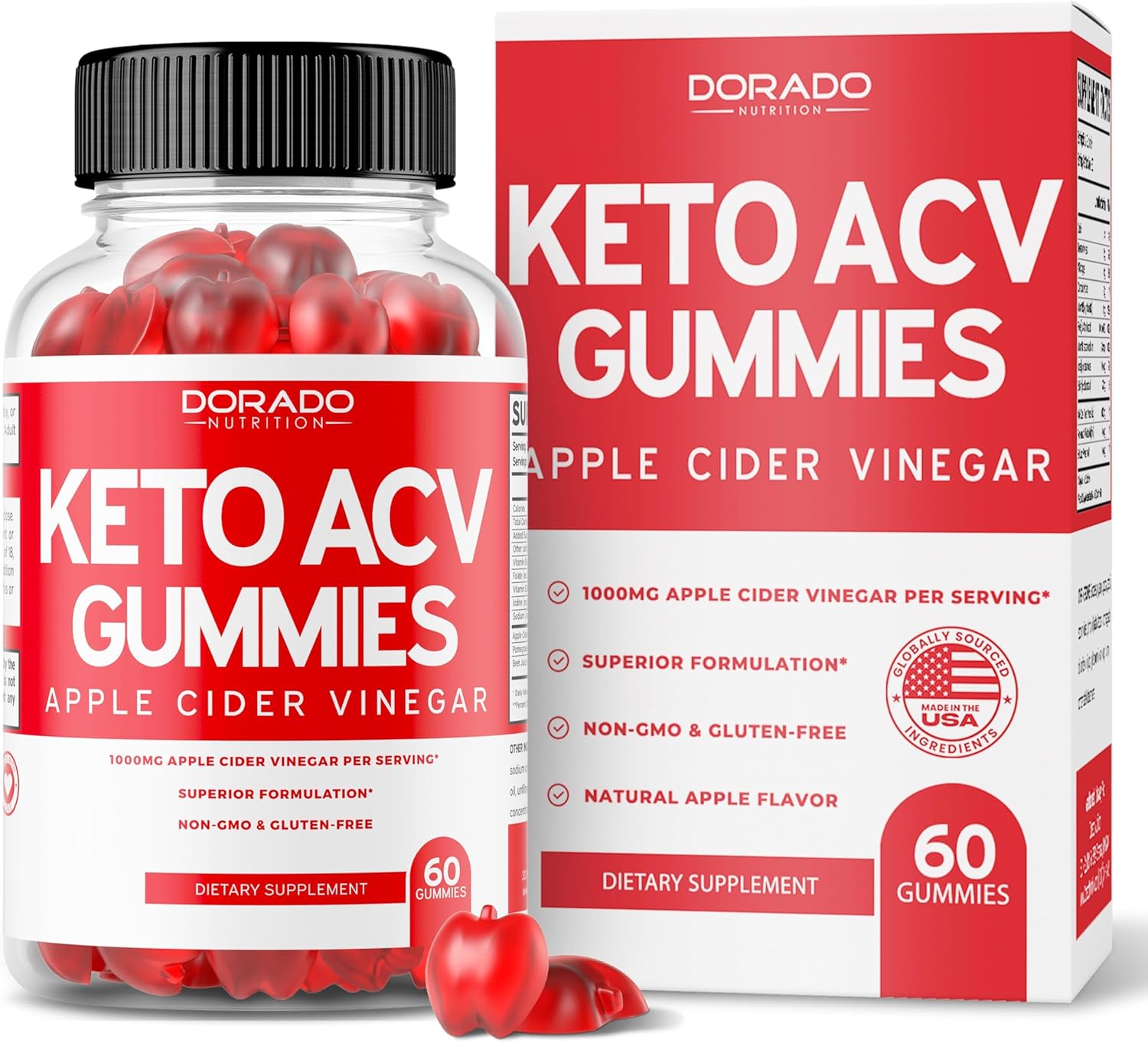 Keto ACV Gummies Advanced Weight Loss (1000mg) Keto Gummies - Fat Burning ACV for Weight Loss and Belly Fat - Delicious Apple Flavor - Non-GMO, Vegan, Third Party Tested - USA Made - (60 Count)