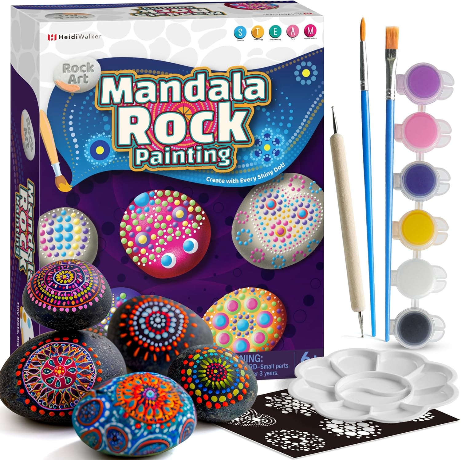 Piano Potato Mandala Rock Painting Kit, Rock Painting Kit for Kids Ages 6-12, Arts & Crafts Christmas Gifts with All Supplies for Creative Art Toys & Craft Activities