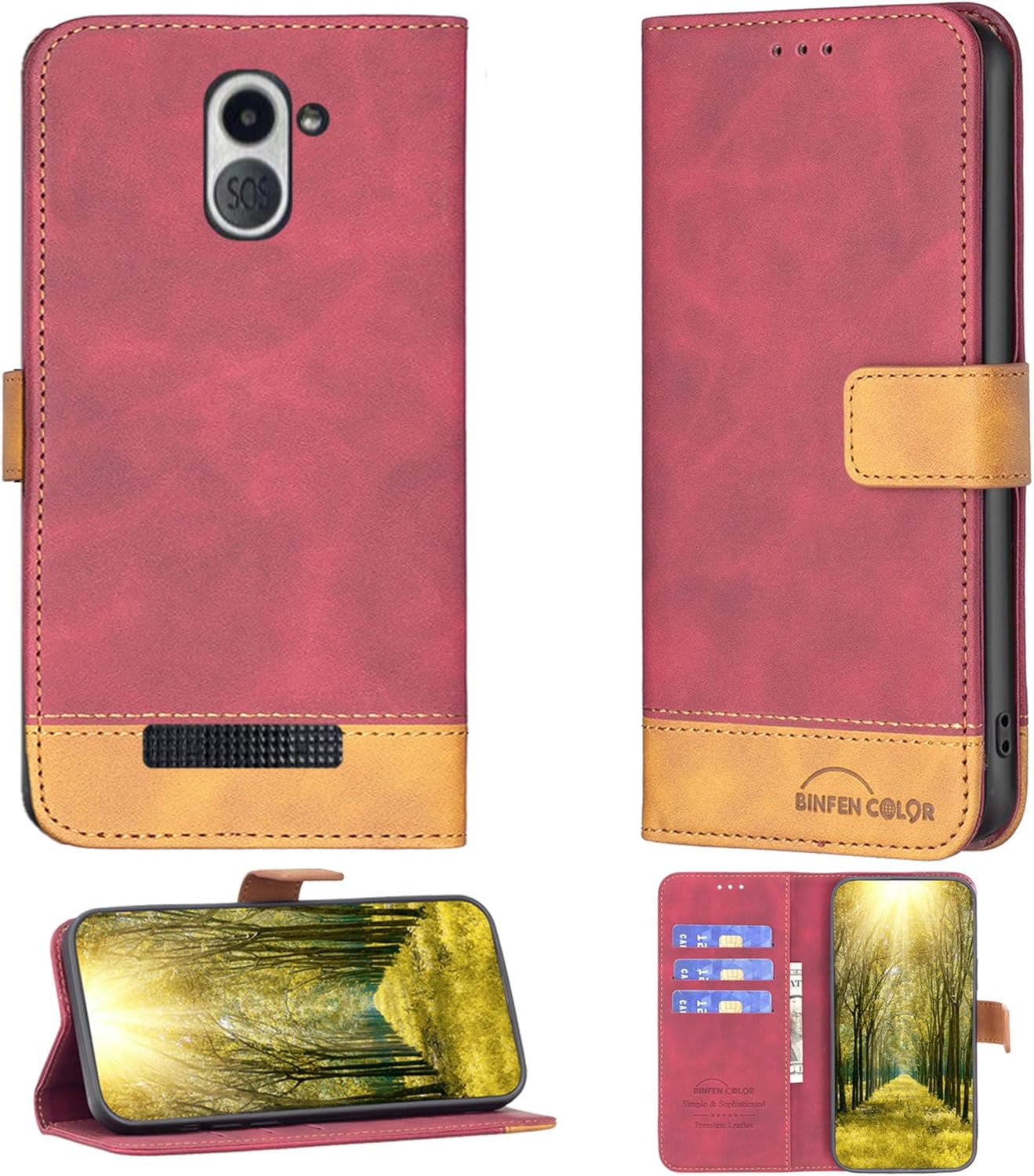 Aroepurt BERGSTROM H634 4G Case Compatible with BERGSTROM H634 4G Phone Case Cover Flip Stand Cover PU Leather BF11 Wallet Case Red