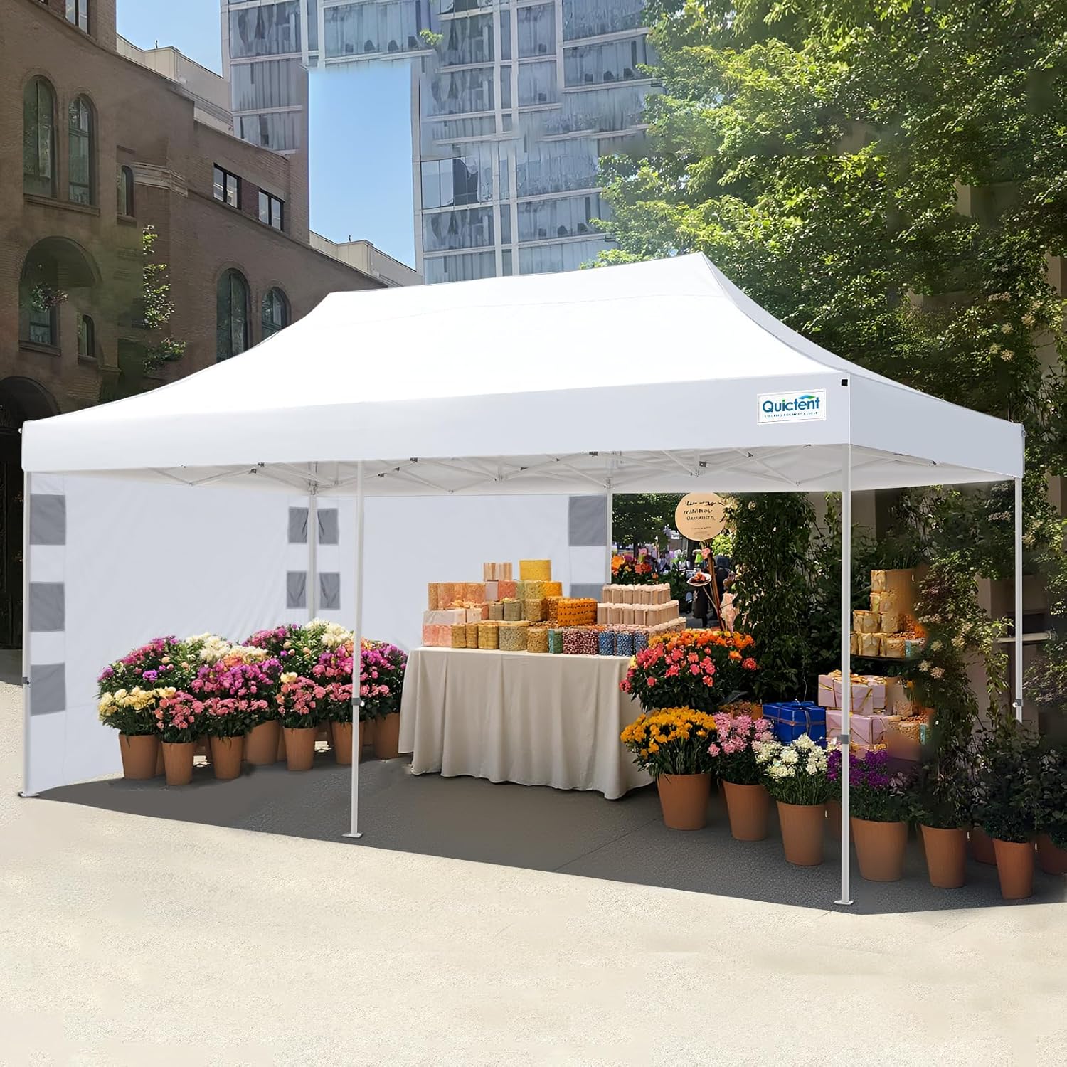 Quictent 10'x20' Heavy Duty Pop up Canopy Tent, Easy up Commercial Gazebo Canopies for Sun & Rain Protection, Includes Sand Bags for Outdoor Events, Parties, Markets, Vendors