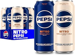 Pepsi Nitro, Draft Cola & Vanilla Draft Cola Variety Pack, 13.65oz Cans (12 Pack)