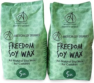 American Soy Organics Freedom Soy Wax Beads for Candle Making - Natural Candle Making Supplies - Paraffin-Free, Beeswax-Free Candle Wax for Container Candles, Tealights and Wax Melts, 10 lbs