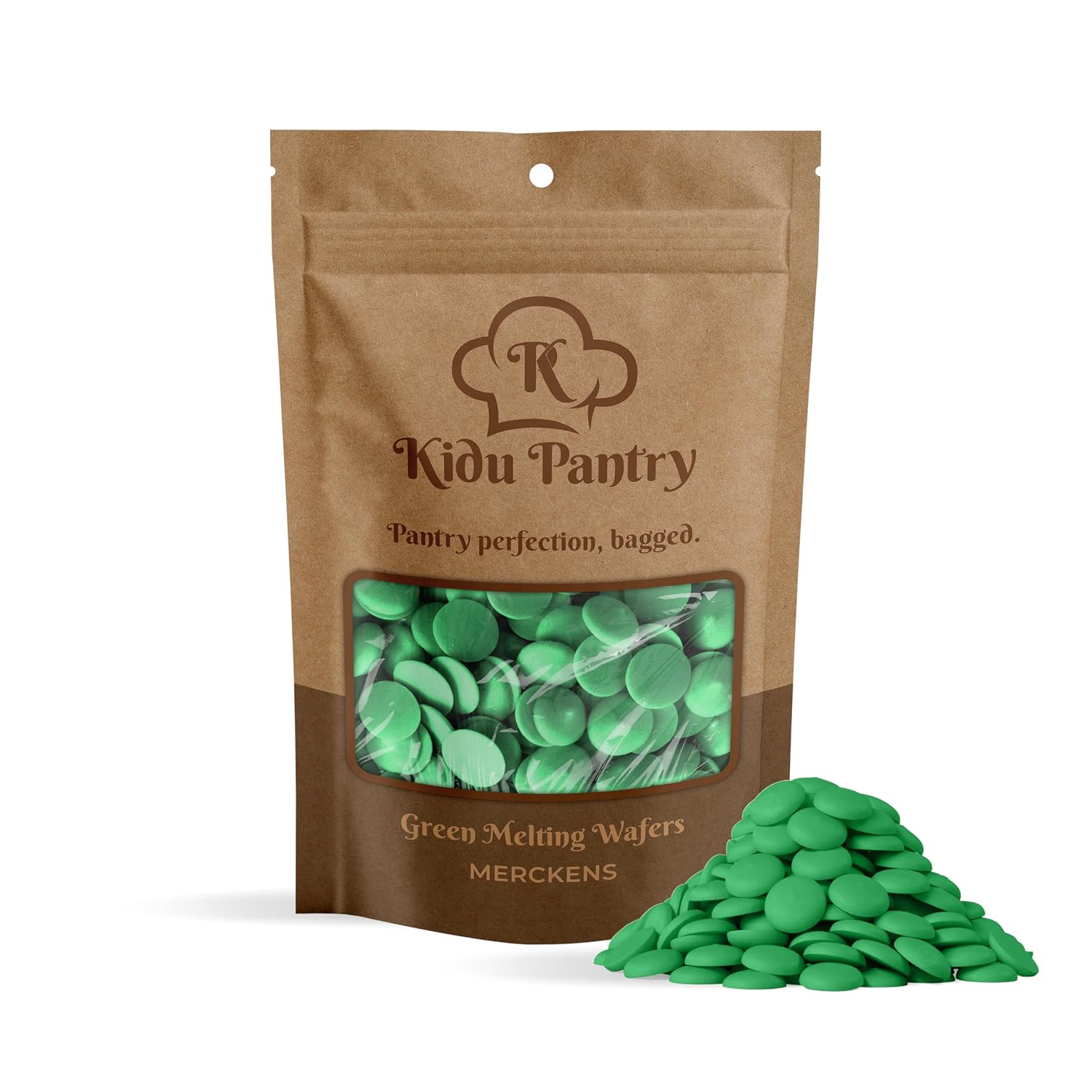 KIDU PANTRY Chocolate Melting Wafers Bulk Bag Perfect For Dipping, Deserts, Baking And More (Dark Green, 1 Pound)