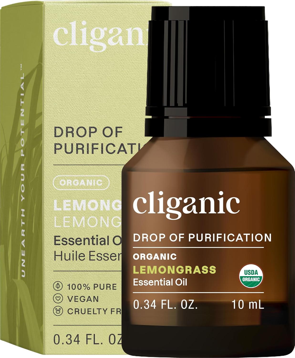 Cliganic Organic Lemongrass Essential Oil, 10ml