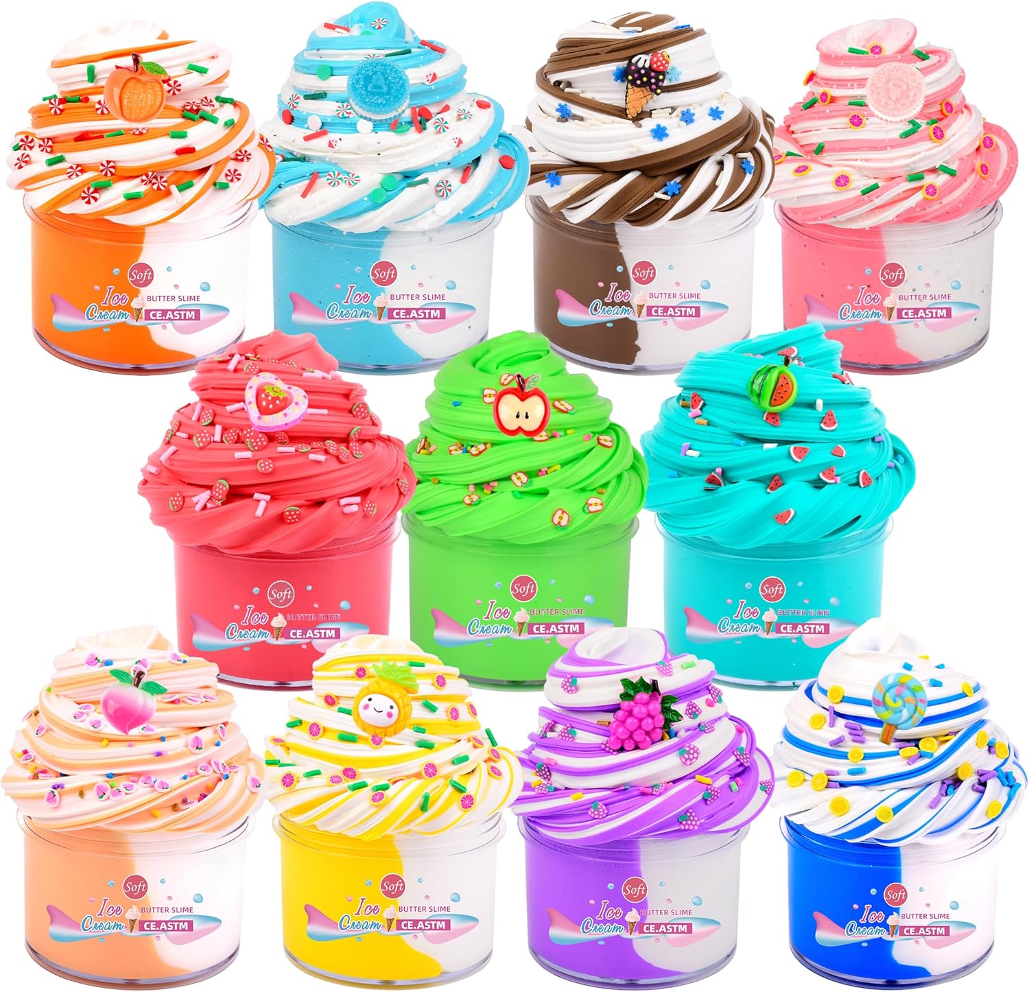 KelvSbem 11 Pack Butter Slime Kit, Super Soft and Non-Sticky, Birthday Gifts for Boys & Girls, Pre-made Scented Slime for Kids Party Favors, Stress Relief Toys, School Rewards, DIY Putty Toys