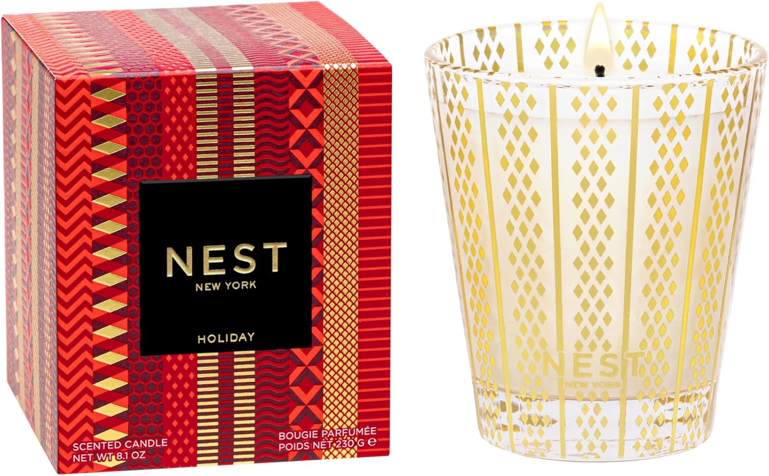 NEST New York Scented Classic Candle, Holiday - 8.1 oz - Up to 60-Hour Burn Time - Reusable Glass Vessel