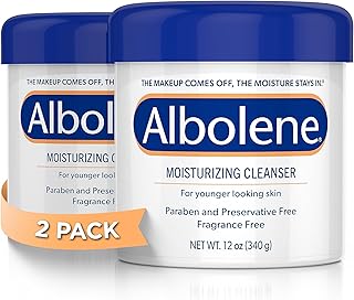 Albolene Face Moisturizer and Makeup Remover, Facial Cleanser and Cleansing Balm, Fragrance Free Cream, 12 oz (2 Pack)
