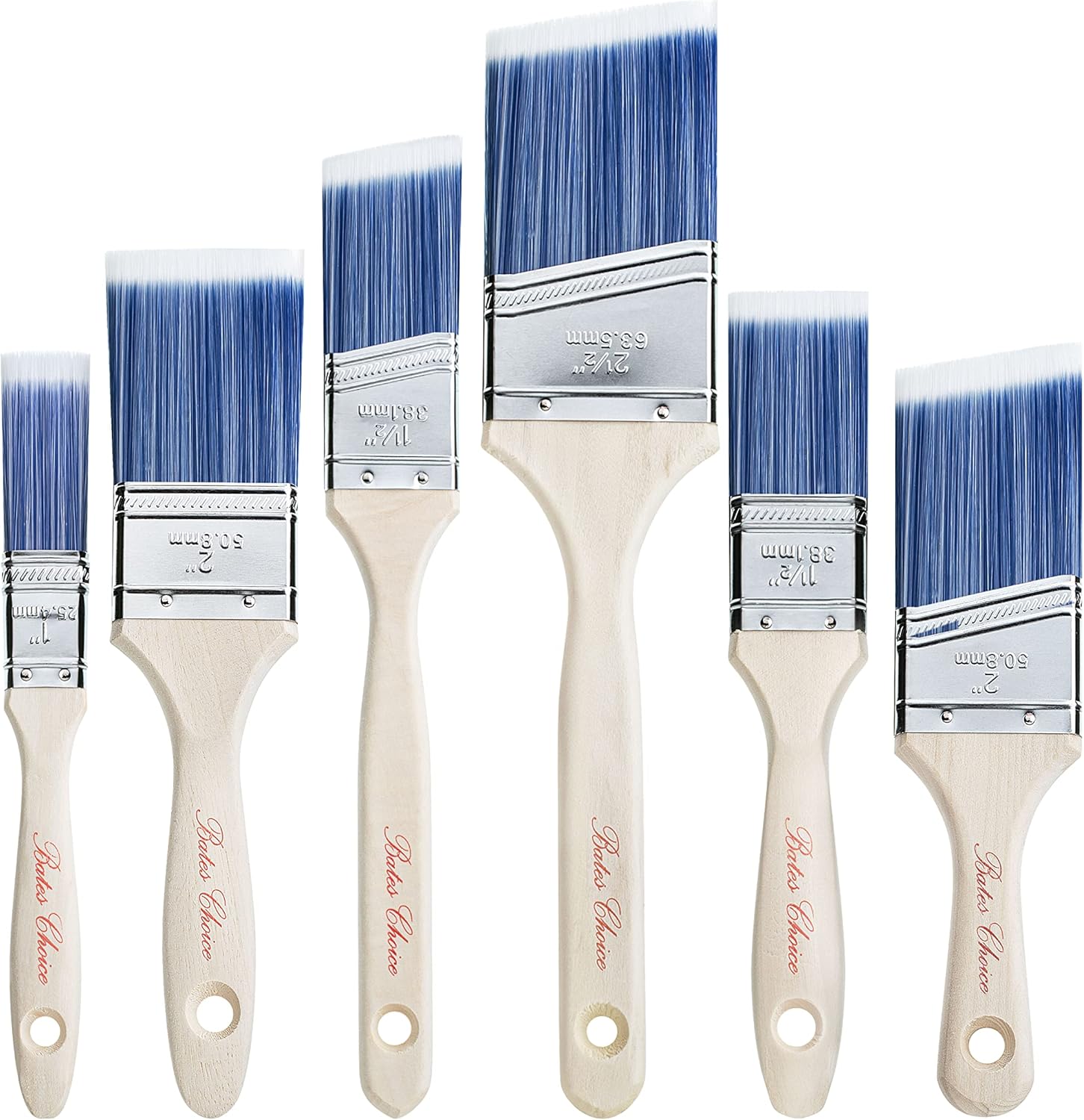 Bates- Paint Brushes, 6 Pack, Treated Wood Handle, Paint Brushes for Walls, Stain Brush, Wall Paint Brushes, Paint Brush, Furniture Paint Brush, Paint Brushes for Painting Walls, Painting Brush