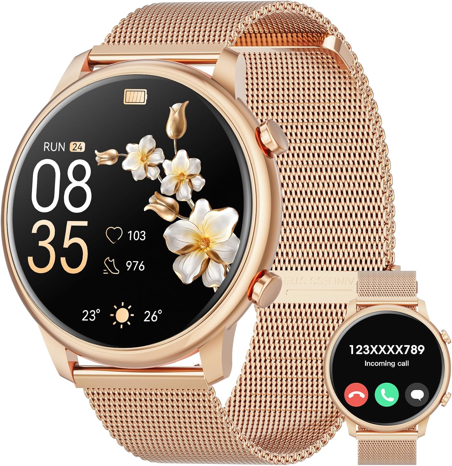 Hwagol Smart Watch for Women Answer/Make Calls, 1.39" HD Smart watch, Fitness Watch with Heart Rate/SpO2/Sleep Monitor/Step Counter, 110+ Sports Activity Fitness Tracker, Smartwatch for iOS Android