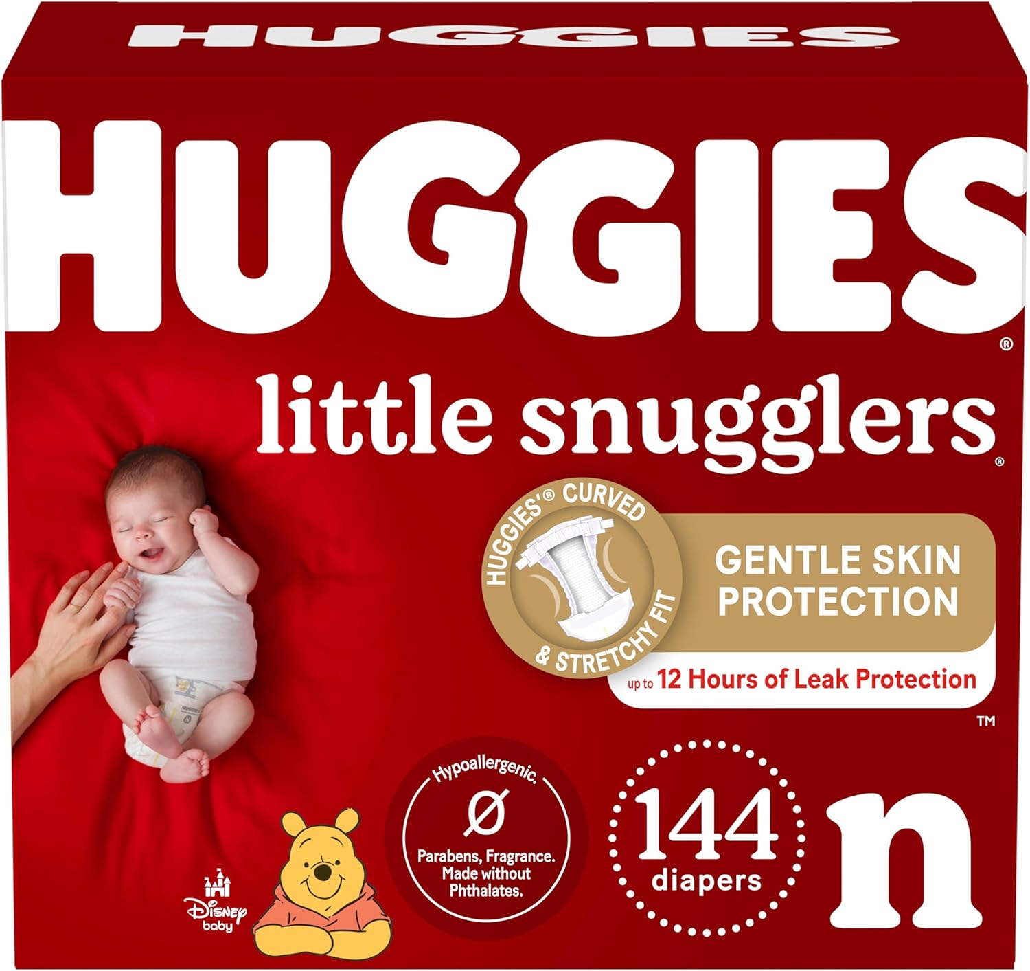 Huggies Newborn Diapers, Little Snugglers Baby Diapers, Size Newborn (up to 10 lbs), 144 Count