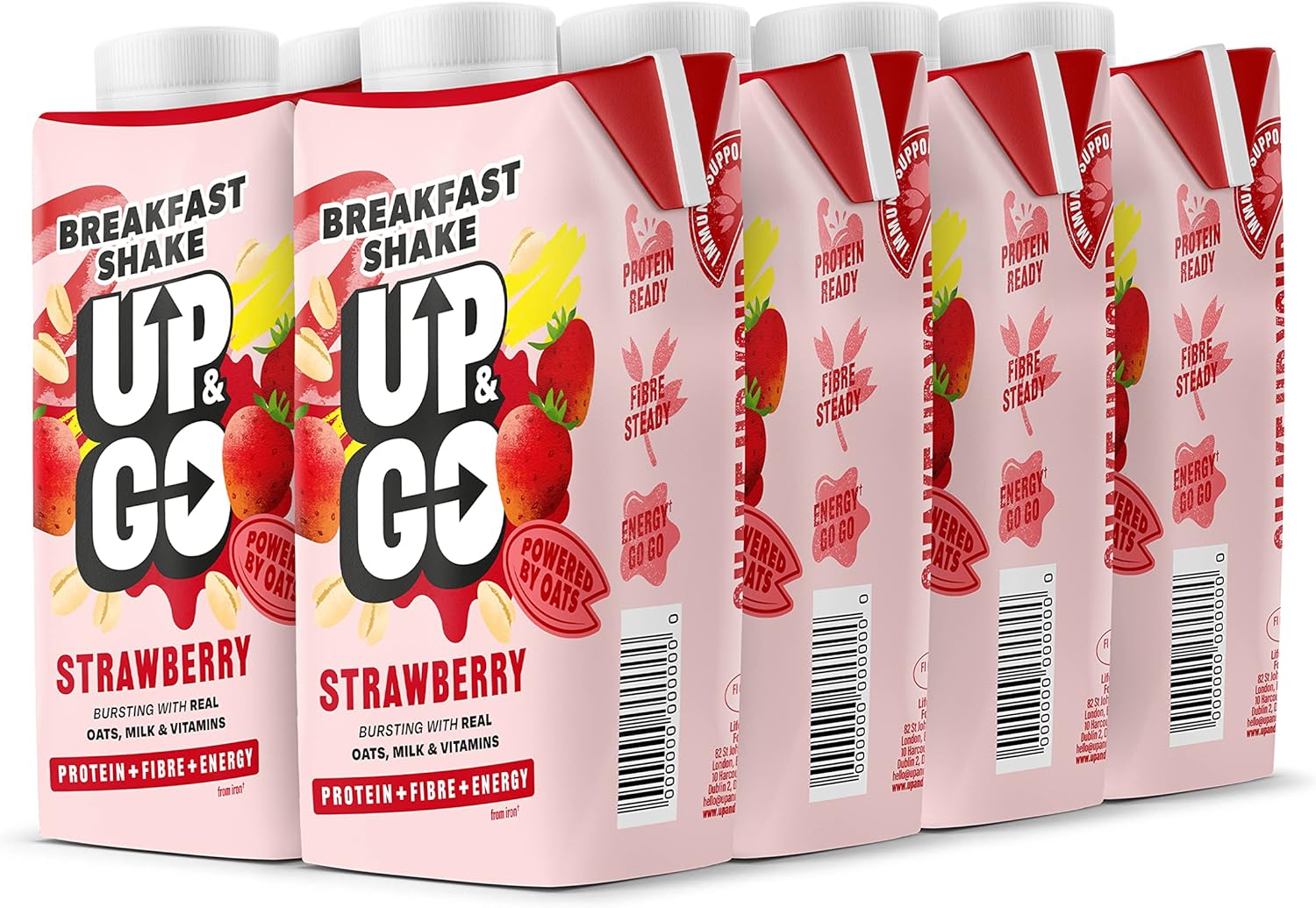 UP & GO Breakfast Drink - Strawberry & Banana, High Protein, Calcium & Fibre (330ml x 8 Bottles)