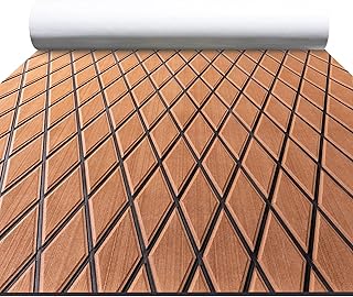 FOCEAN Boat Flooring EVA Foam Boat Decking Marine Mat Non-Slip Self-Adhesive Flooring Sheet for Motorboat Kayak Surfboard Garden Flooring Swimming Pools, 94.5''x 15.7'', Brown with Black Lines