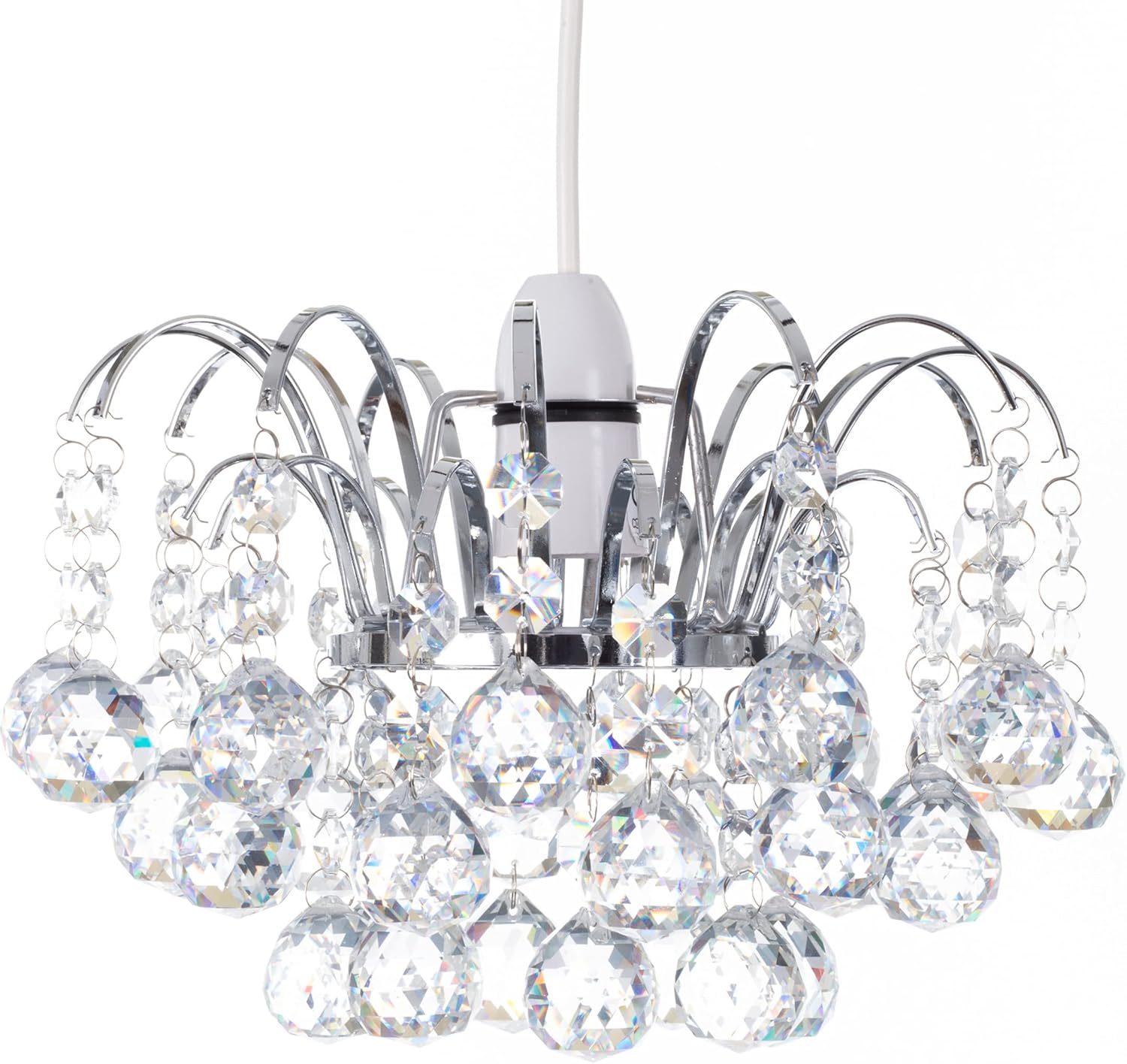 Klass Home K9 Crystal Faceted Oriel Light Shade | Crystal Chandelier | Ceiling Light Shade | Lamp Shade | Chandeliers Ceiling Light | Chrome Finish Pendant Light Shade for Living Room Bedroom Kitchen