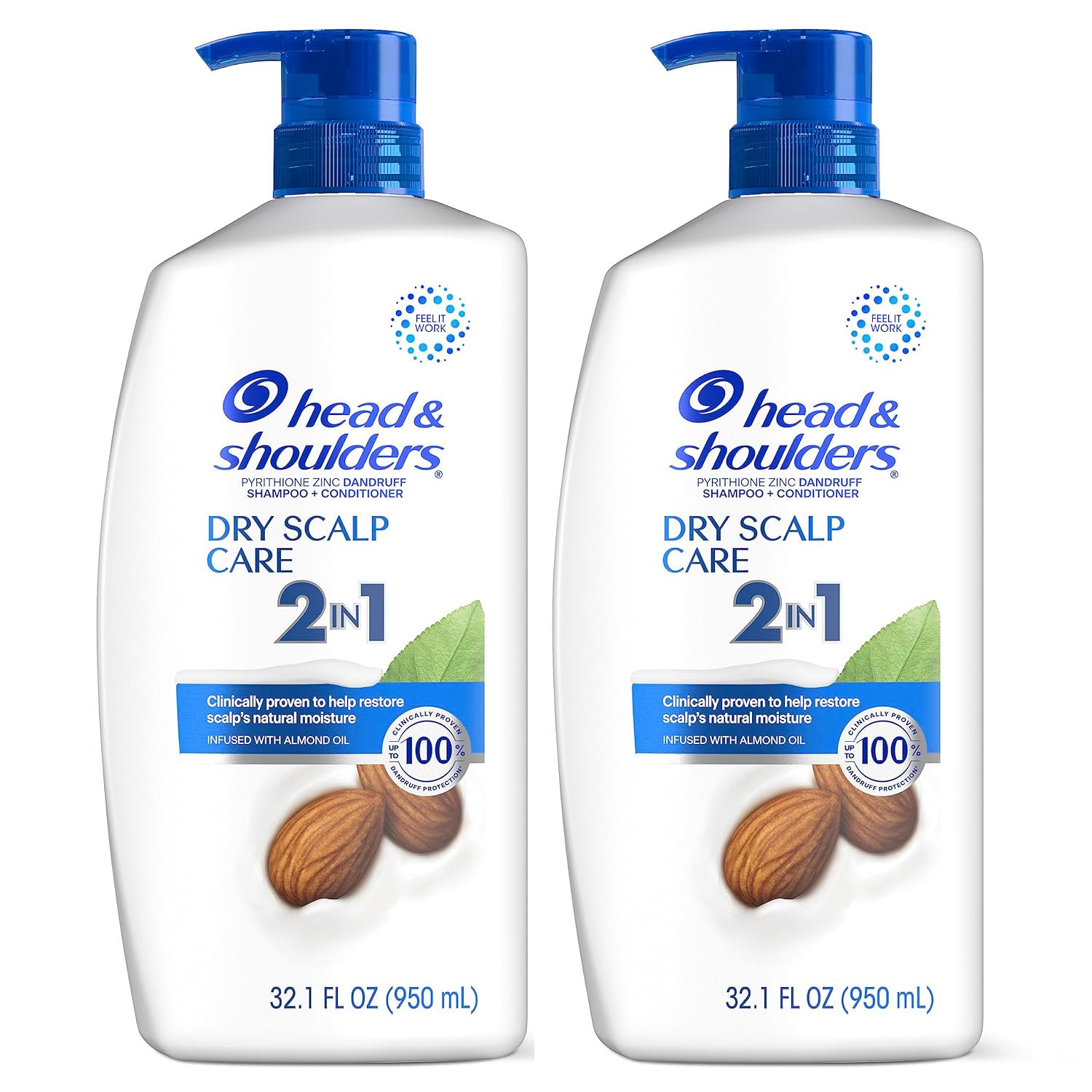 Head & Shoulders 2-in-1 Dandruff Shampoo and Conditioner Set, Advanced Dry Scalp Care, Anti Dandruff Treatment, Nourishing Almond Oil, Itch & Dryness Relief, Scalp Shield, 32.1 Fl Oz Each, 2 Pack