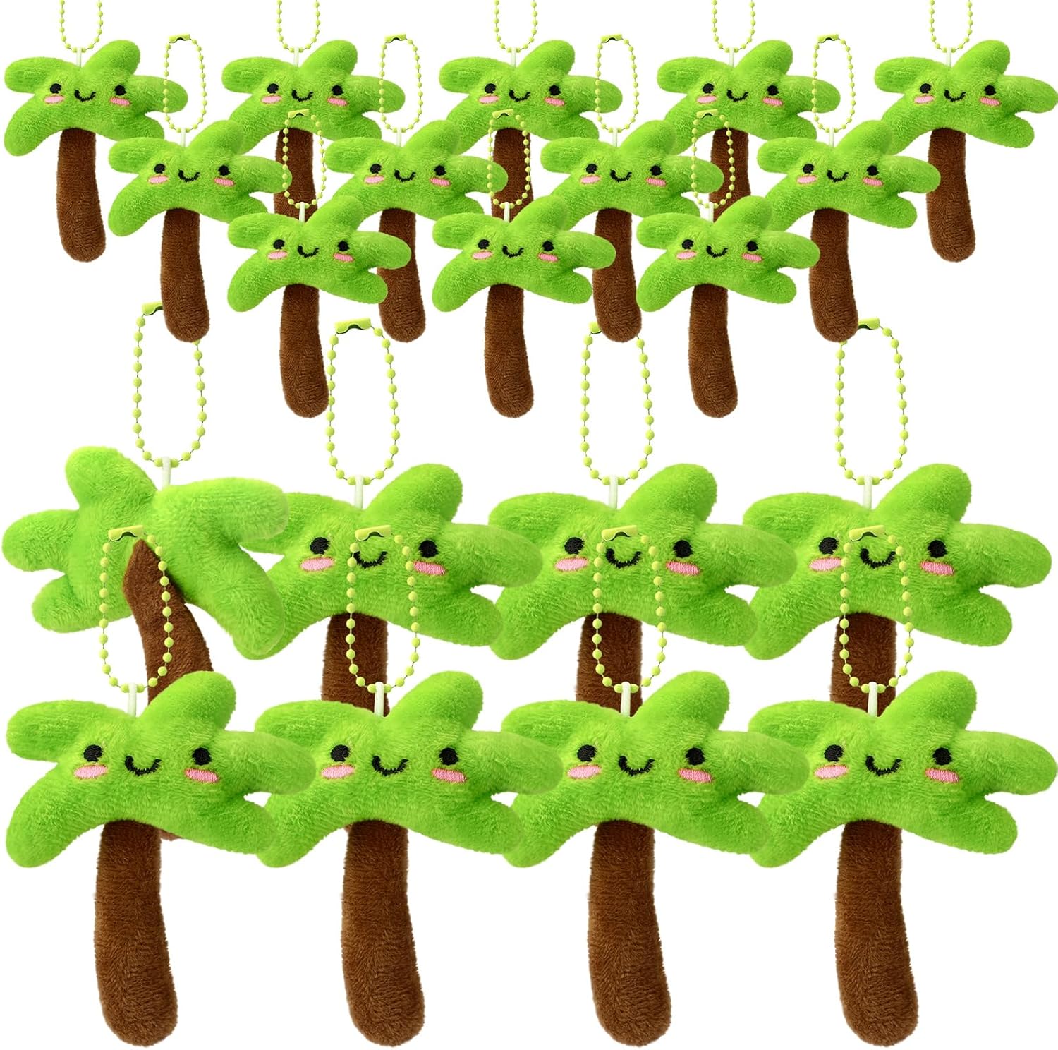 20 Pcs Hawaiian Party Favors Plush Mini Palm Tree Keychain Ornaments Tropical Party Decoration Beach Theme Luau Florida Birthday Party Supplies Gifts for Women Men Guests