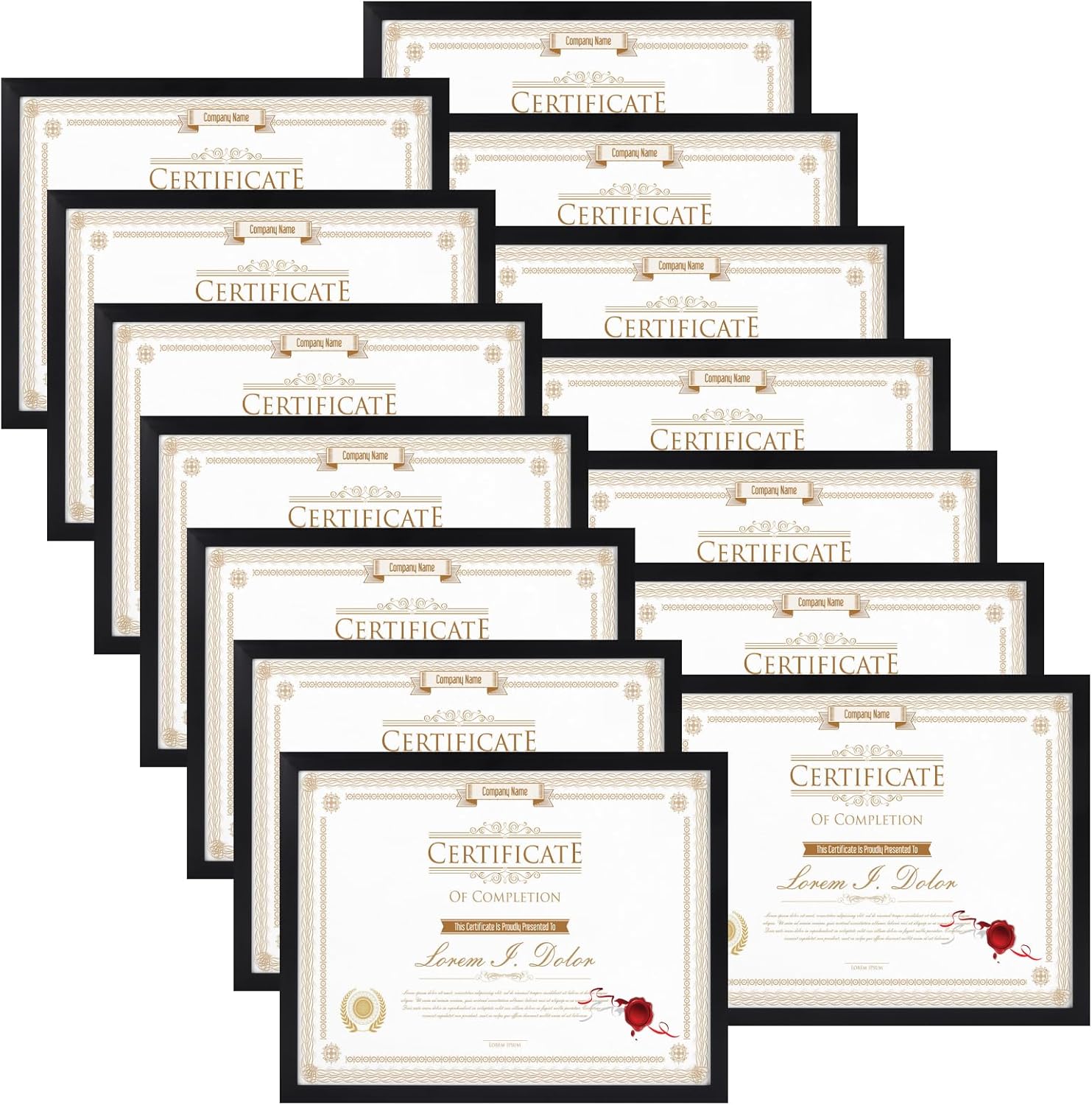 WIFTREY 14 Pack 8.5x11 Certificate Picture Frames, Multi 8.5 by 11 Photo Frame for Award Document Diploma Frame, Wall Hanging or Tabletop Display, Black