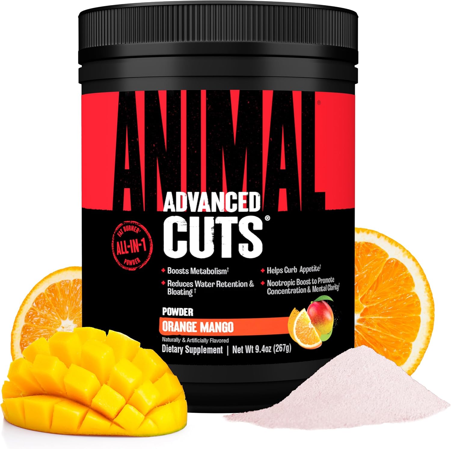 Animal Cuts Thermogenic Fat Burner Powder - Weight Loss for Women and Men for Metabolism, Energy, Focus, and Nootropic Brain Support with Ketones Appetite Suppressant - Orange Mango Flavor