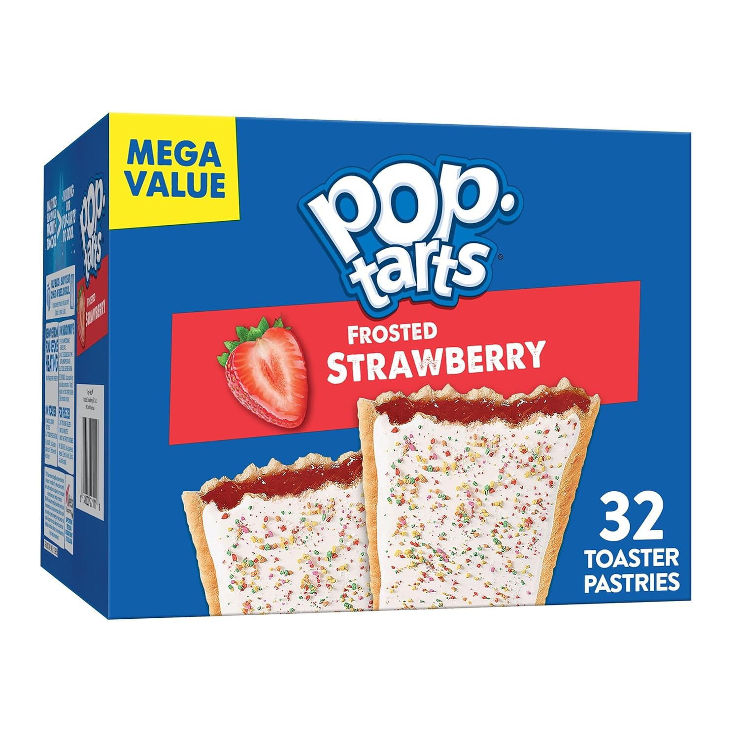 Pop-Tarts Toaster Pastries, Breakfast Foods, Kids Snacks, Family Pack, Frosted Strawberry (32 Pop-Tarts)