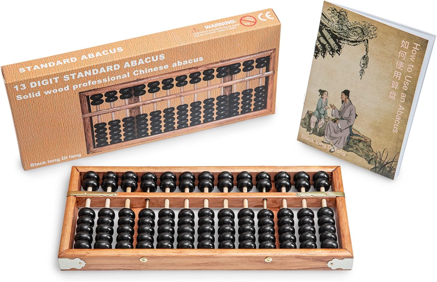 Digital Standard Abacus-28.5cm-Professional 13-Column Soroban Calculator (Functional and Educational Tool) Vintage-Style Chinese Wooden Abacus.