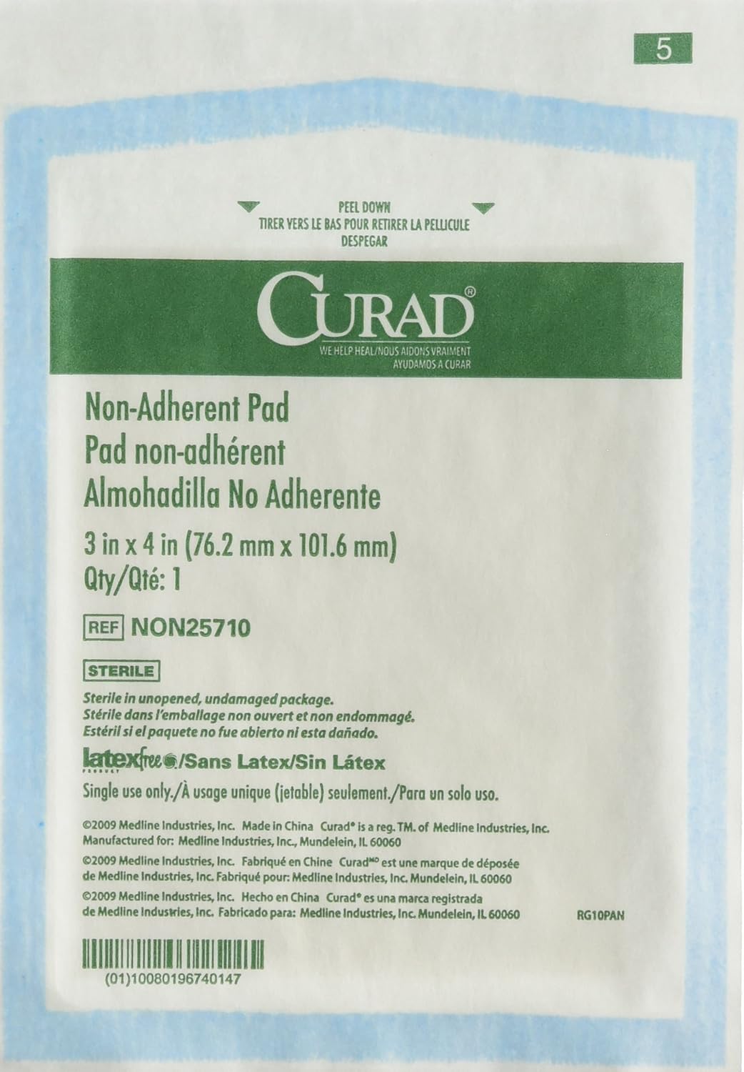 CURAD Sterile Non-Adherent Pads (Pack of 100), 3"x4", for gentle wound dressing and absorption without sticking