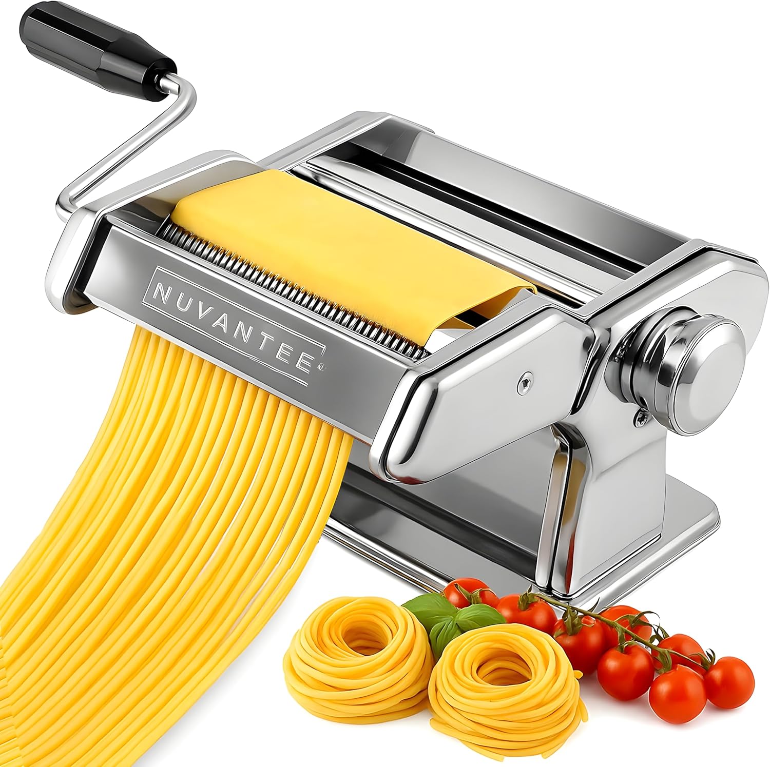 Nuvantee Pasta Maker with 7 Adjustable Thickness Settings - 2 in 1 Noodle Maker with Rollers and Cutter, Make Spaghetti, Fettuccini, Lasagna, & More