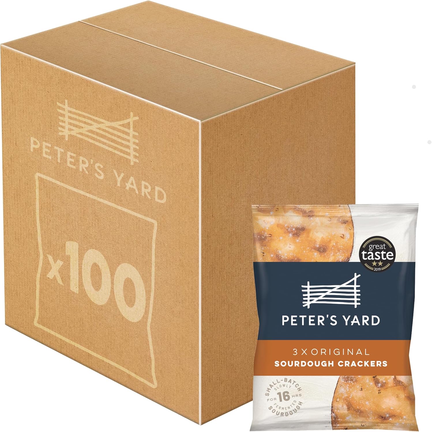 Peter's Yard Sourdough Crackers, Bulk Box, Individually Portioned 9g packs, High Fibre, Natural Ingredients (Pack of 100 - catering size)