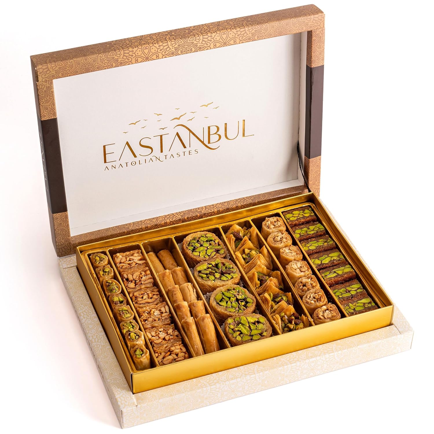 Eastanbul Baklava, 1.1lb, Baklava Pastry, Pistachio Gift Box, Middle Eastern Sweets, Premium Gourmet Desserts, Pistachio & Cashew Rich Pastry, Dulces Arabes, Arabic Sweets, Turkish Gifts