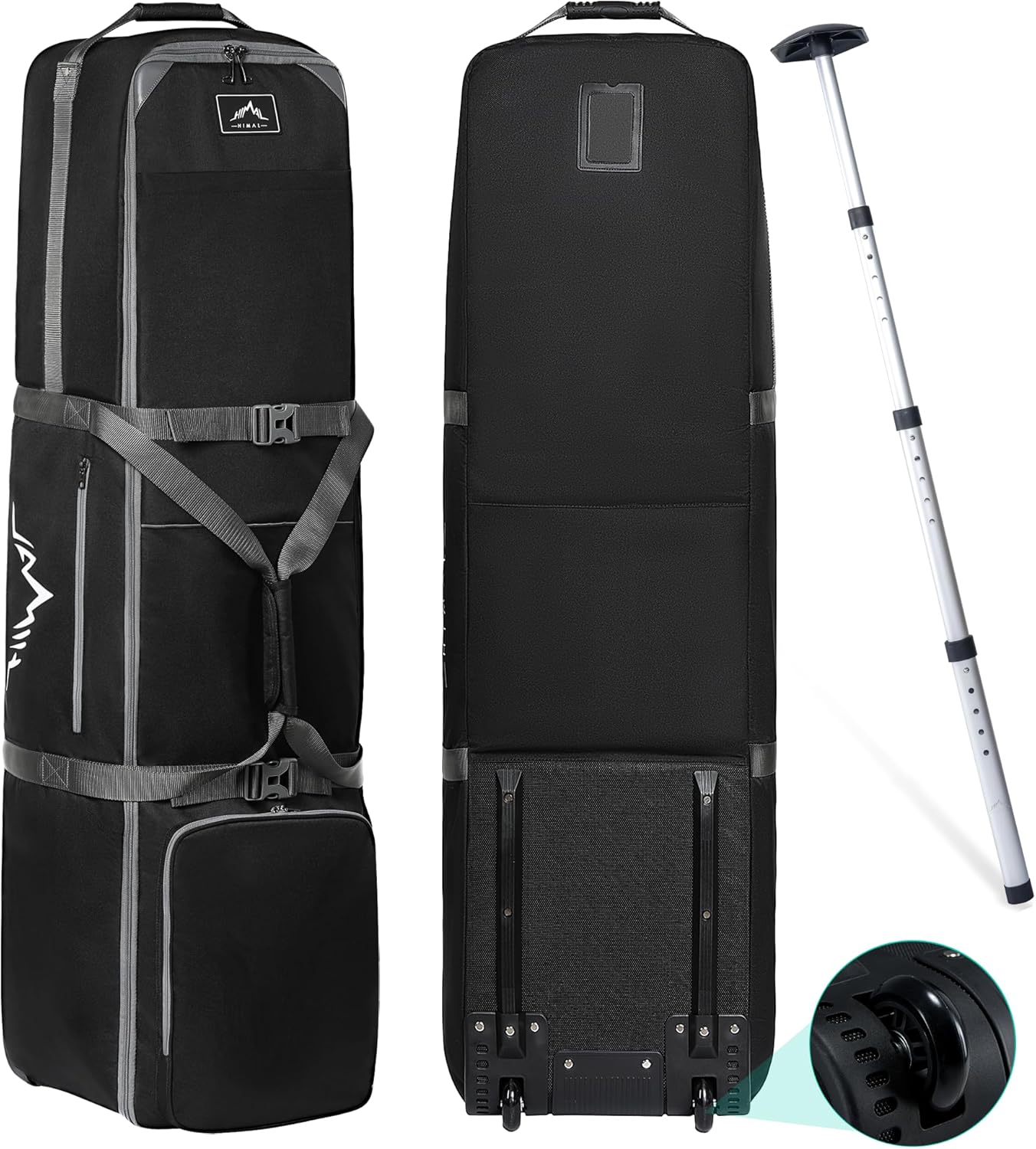Golf Travel Bag with Adjustable Support Rod, 900D Heavy Duty Oxford Fabric Golf Travel Case for Airlines with Wheels