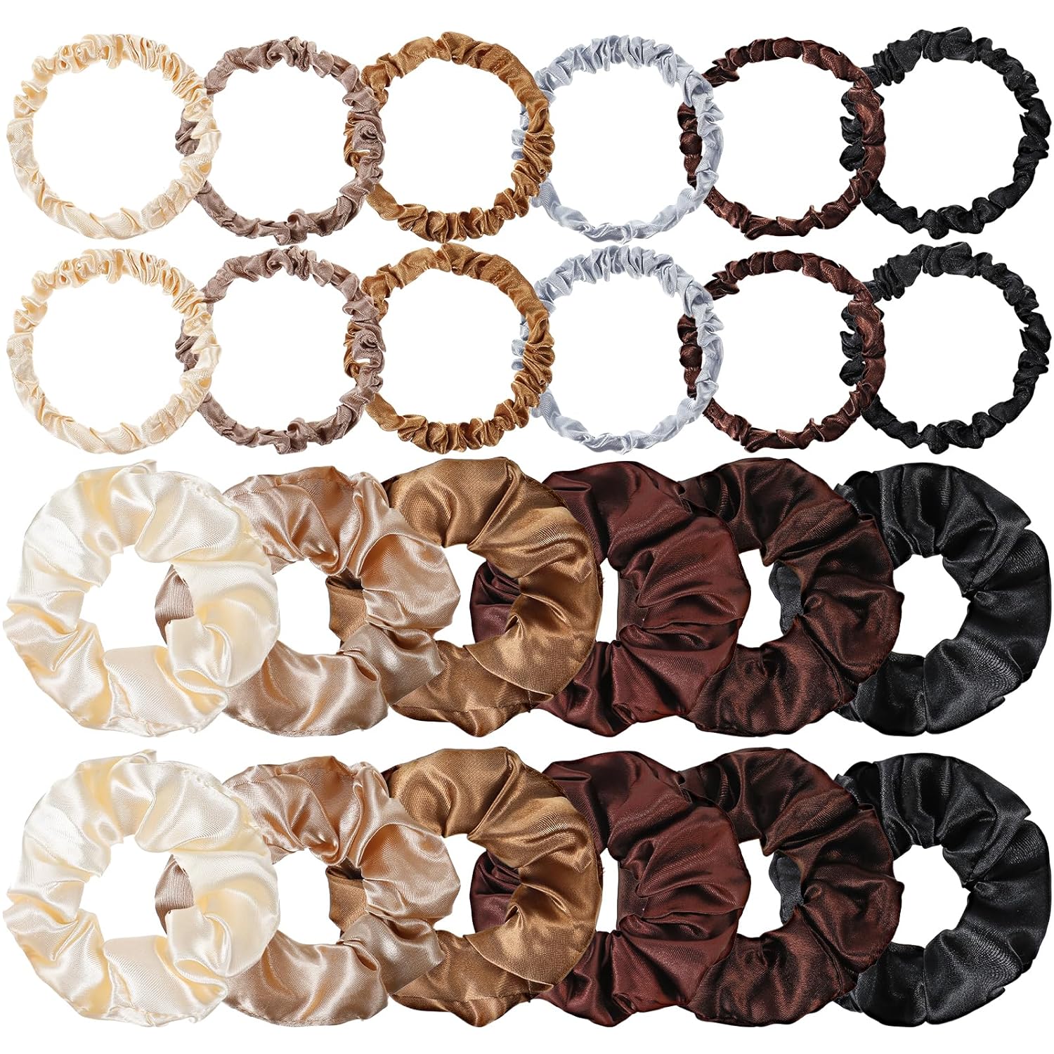 24 Pcs Satin Scrunchies for Women Girls 2 Sizes Silky Hair Ties for Thick Thin or Curly Hair Sleepy Elastic Hair Bands for School Gift Ponytail Holders Bulk Scrunchie Vintage Accessories