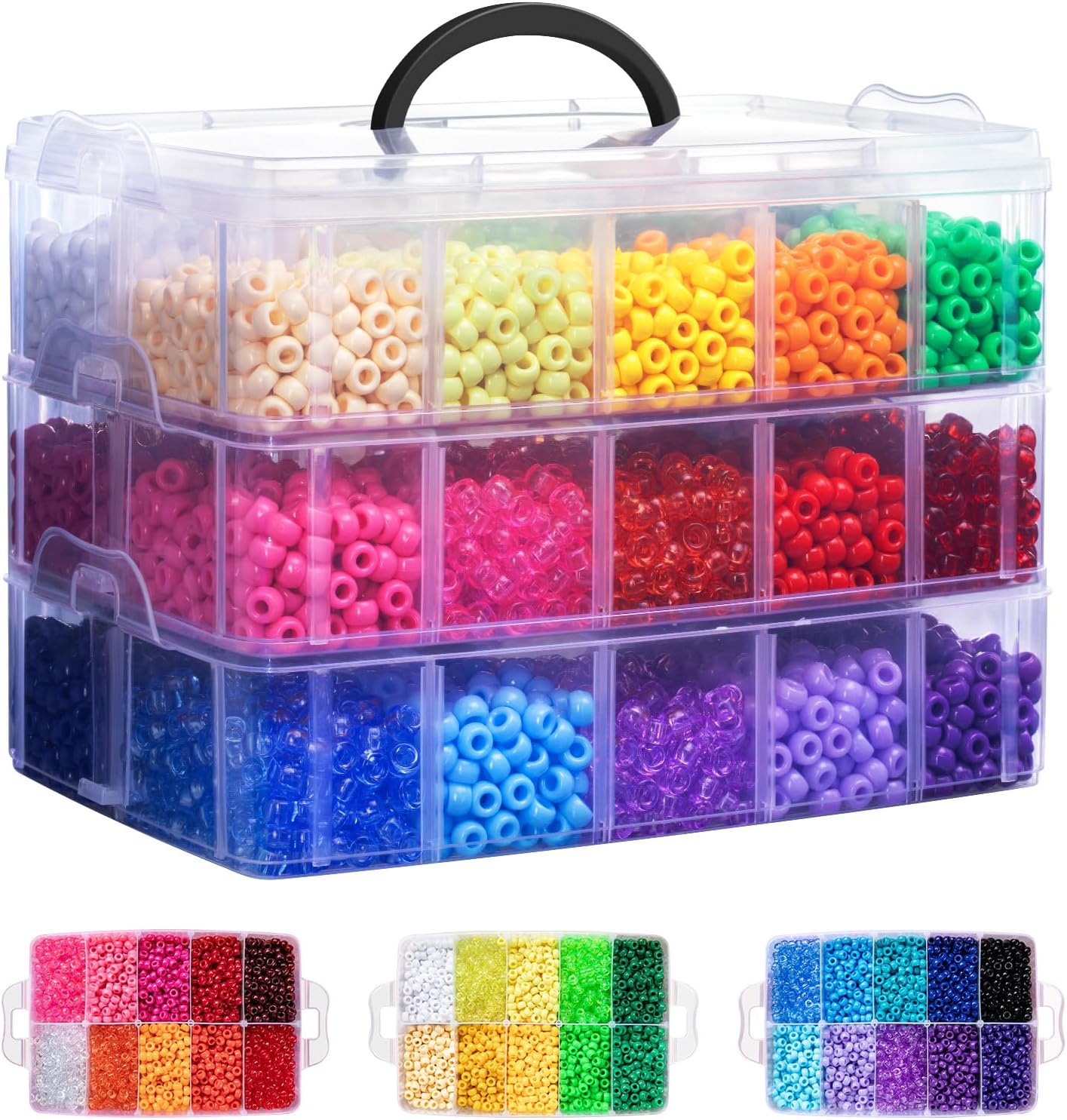 Simetufy 10000Pcs Pony Beads Bulk, 30 Colors Rainbow Kandi Beads for Hair Braiding Bracelet Making Kandi Jewelry Key Chains DIY Crafts Valentine' s Day Romantic Gifts Christmas Gifts (Stack Box)
